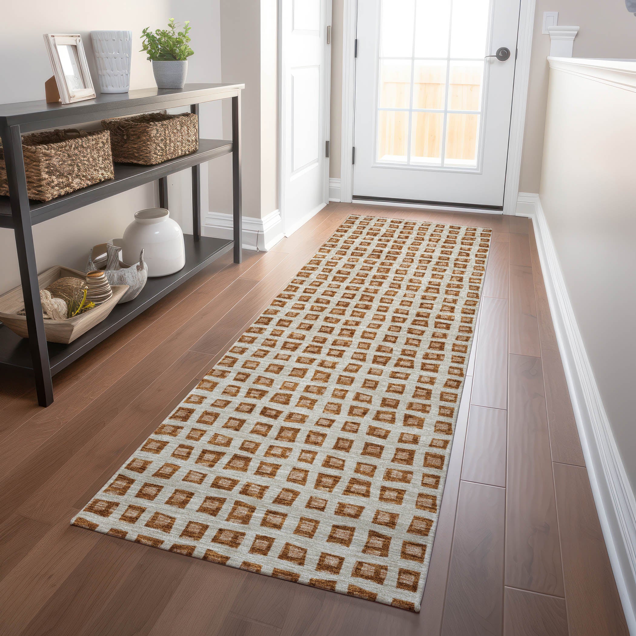 Sintra Machine Washable Transitional Paprika Orange Rug 2'3" x 7'6" #shape_Runner