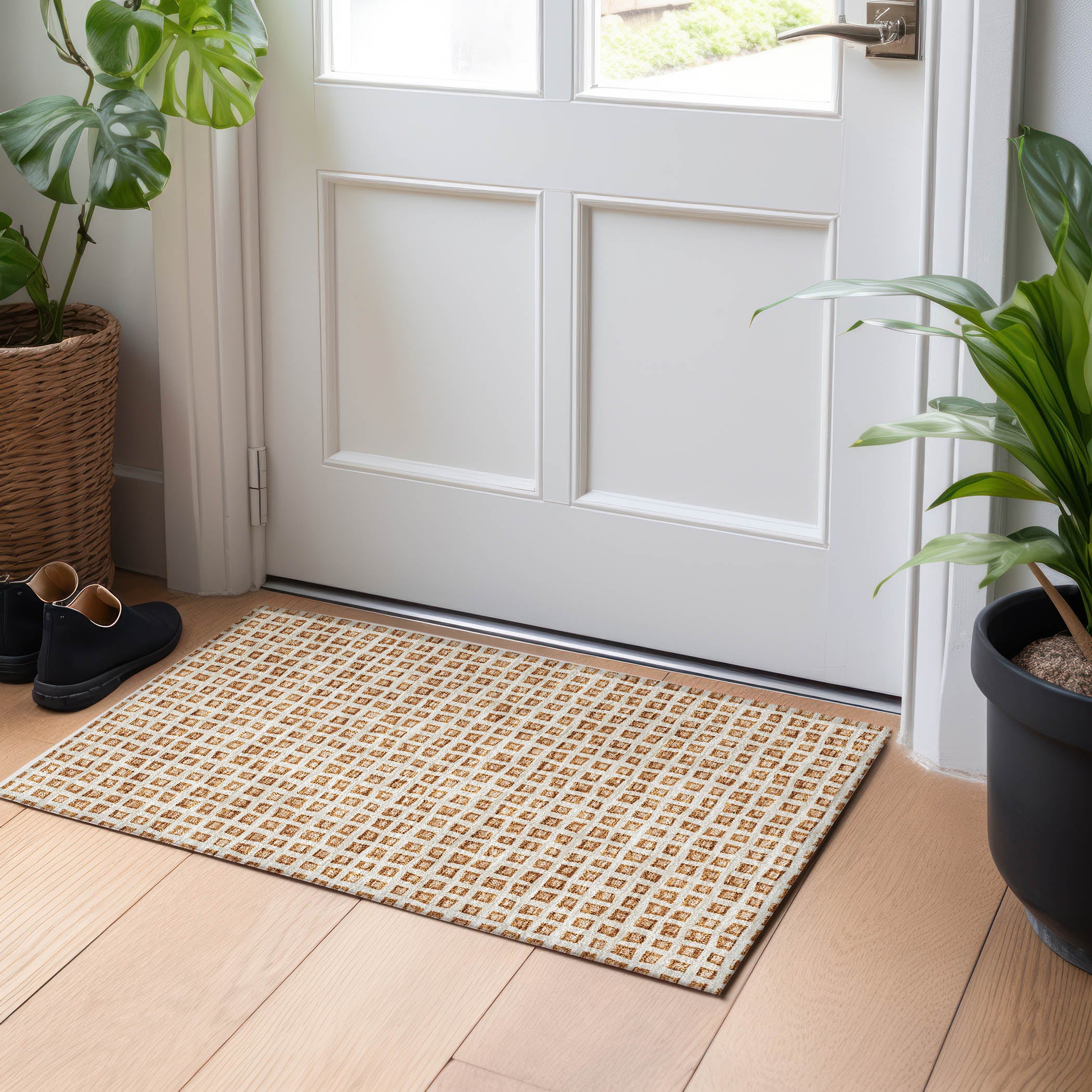 Sintra Machine Washable Transitional Paprika Orange Rug 1'8" x 2'6" #shape_Rectangle