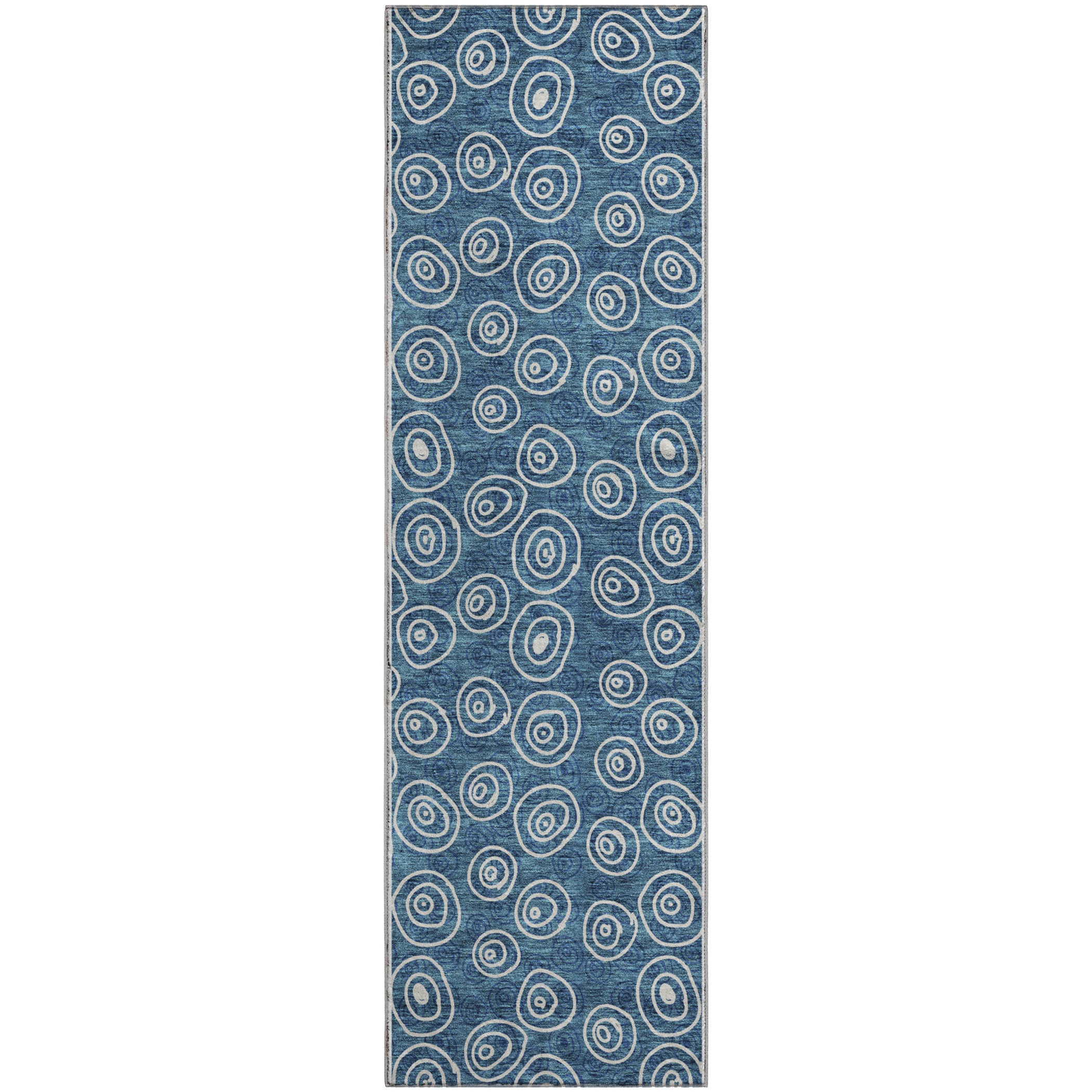 Sintra Machine Washable Transitional Blue Rug 2'3" x 7'6" #shape_Runner