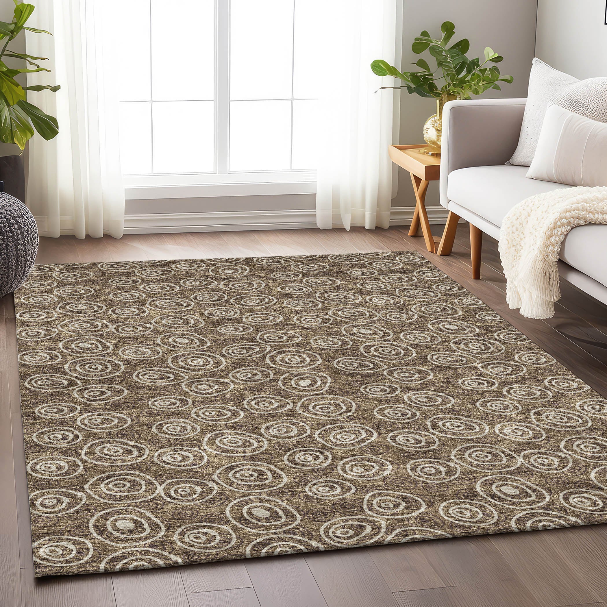 Sintra Machine Washable Transitional Brown Rug 2'6" x 3'10" #shape_Rectangle