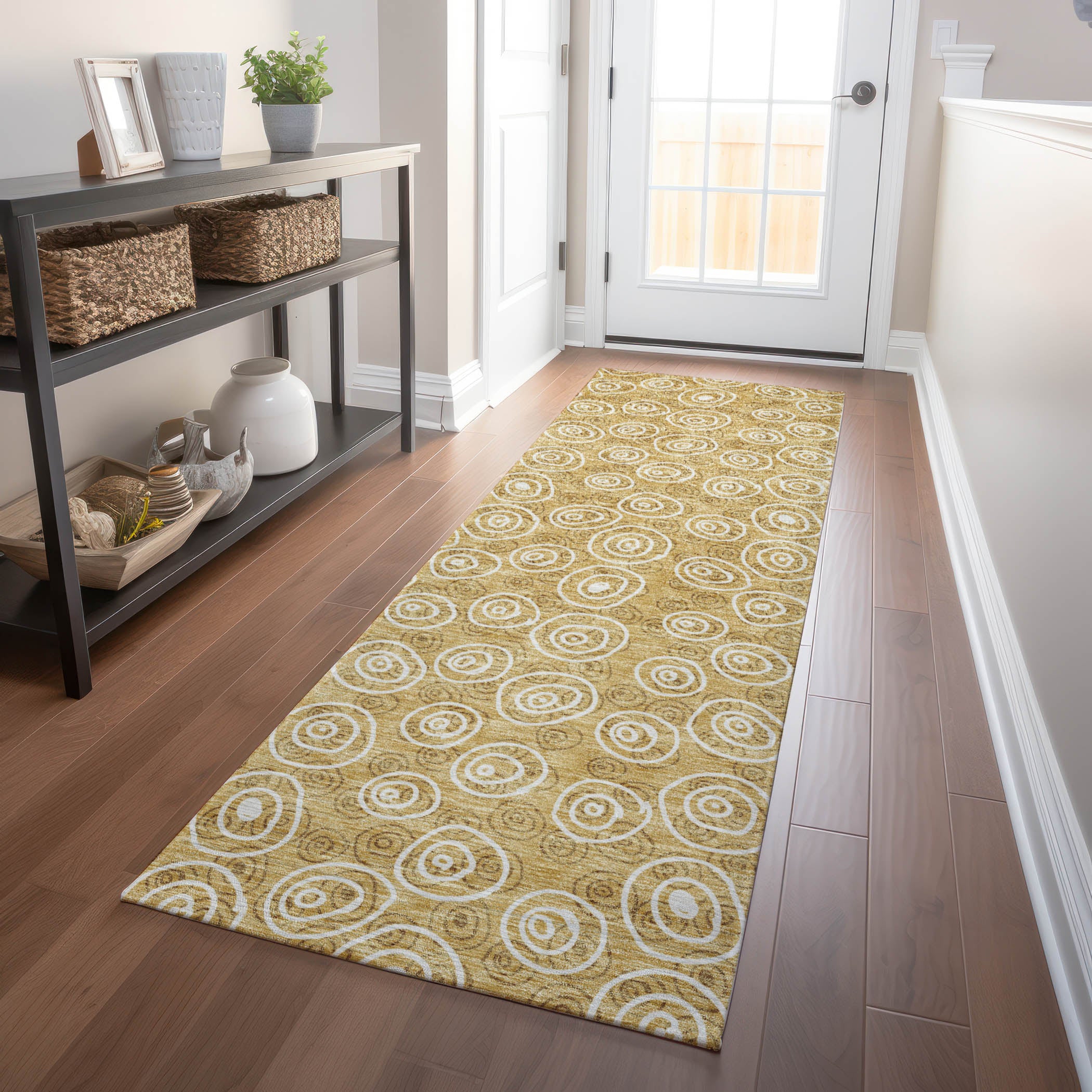 Sintra Machine Washable Transitional Gold Rug 2'3" x 7'6" #shape_Runner