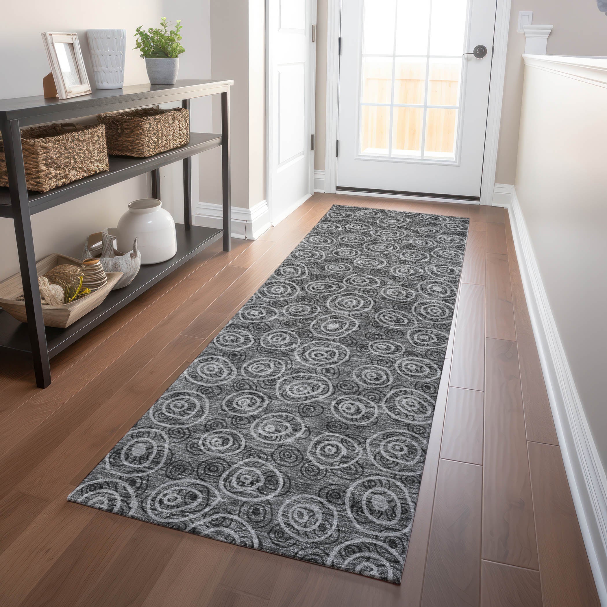 Sintra Machine Washable Transitional Gray Rug 2'3" x 7'6" #shape_Runner