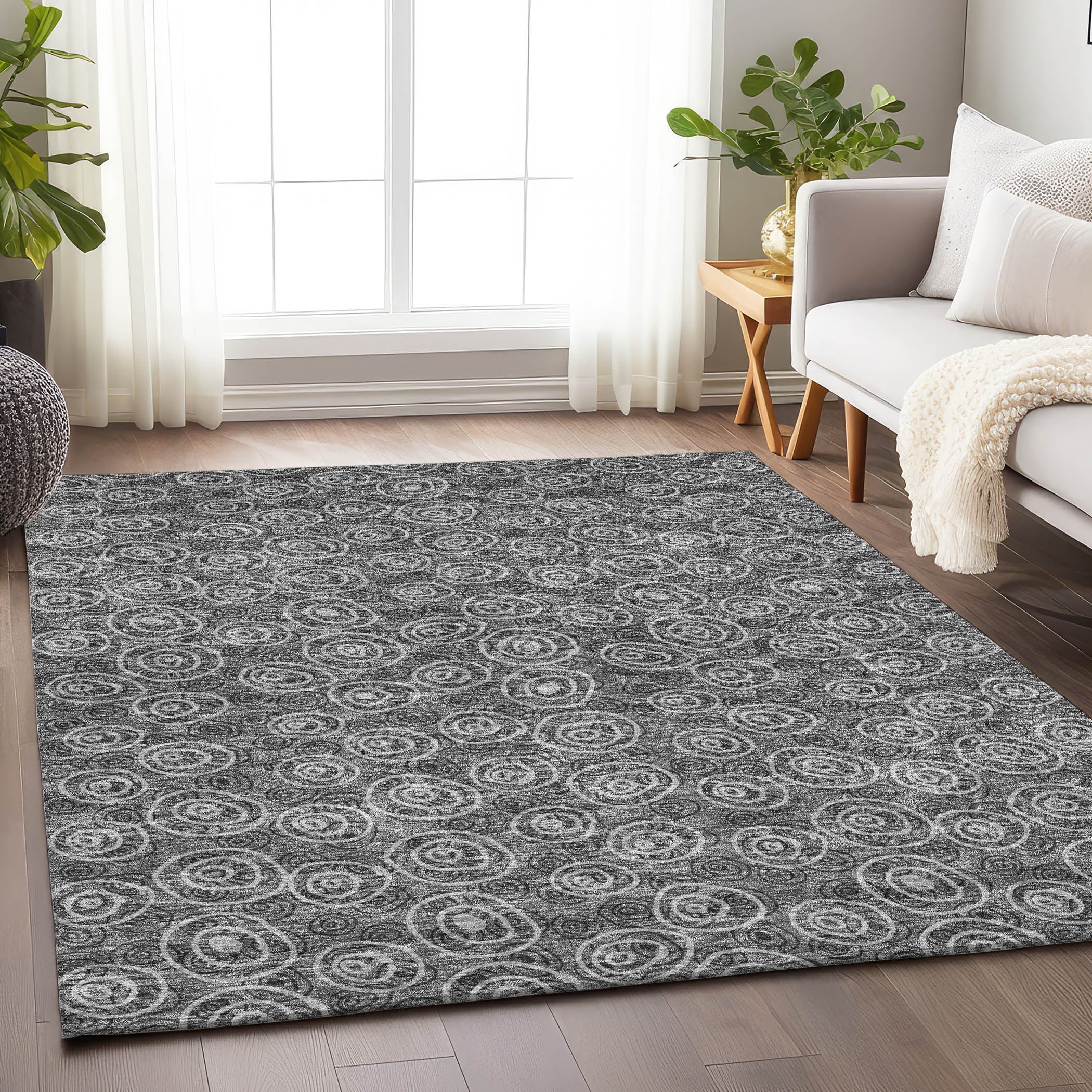 Sintra Machine Washable Transitional Gray Rug 2'6" x 3'10" #shape_Rectangle