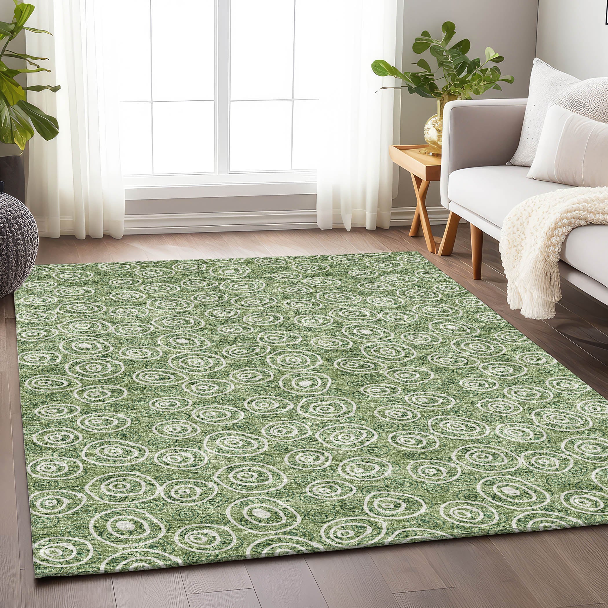 Sintra Machine Washable Transitional Green Rug 2'6" x 3'10" #shape_Rectangle