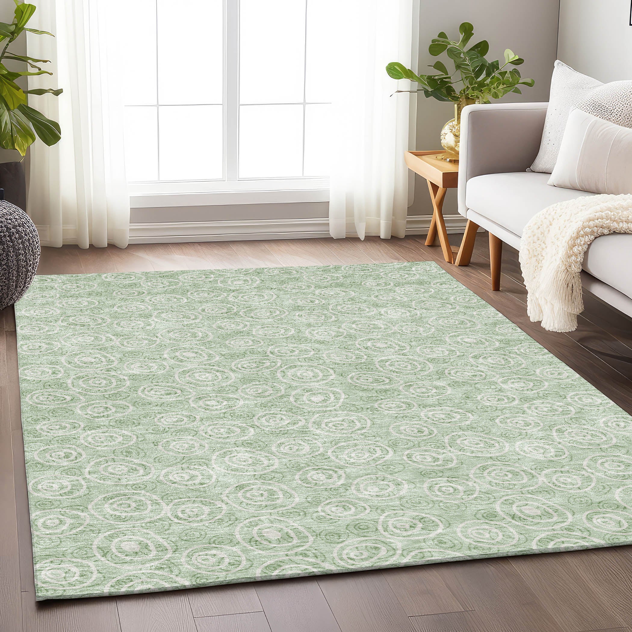Sintra Machine Washable Transitional Mint Green Rug 2'6" x 3'10" #shape_Rectangle