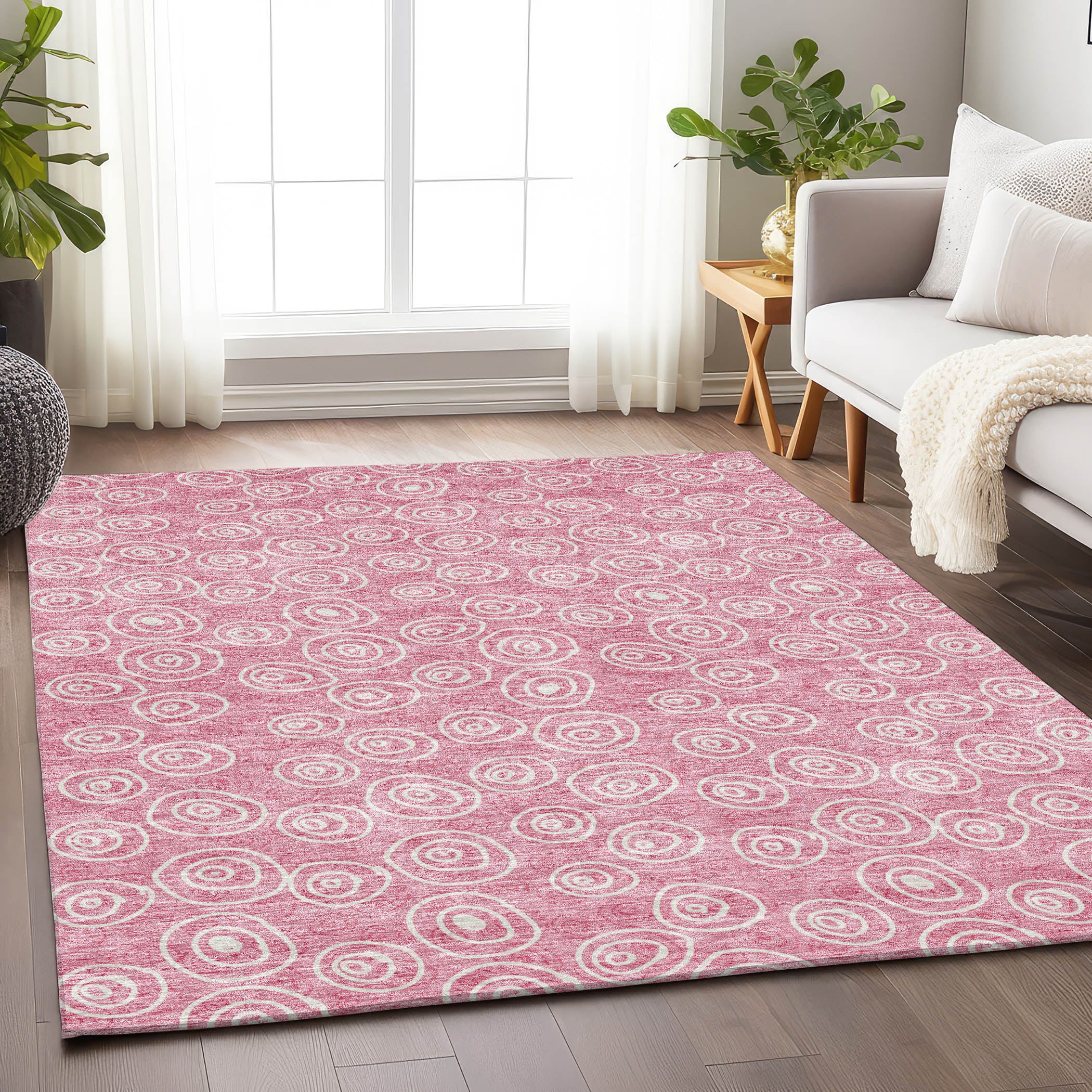 Sintra Machine Washable Transitional Pink Rug 2'6" x 3'10" #shape_Rectangle