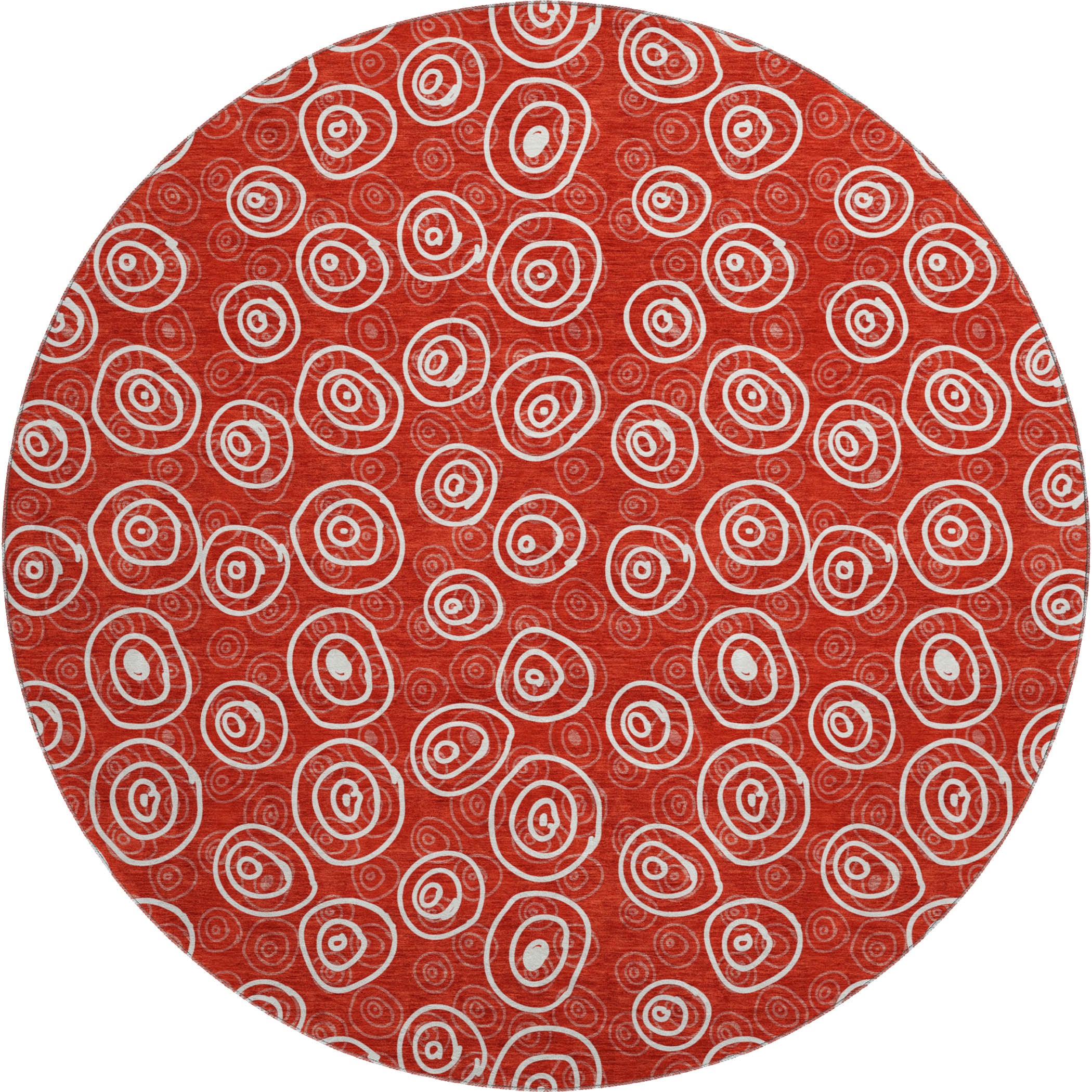 Sintra Machine Washable Transitional Red Rug 8' x 8' #shape_Round