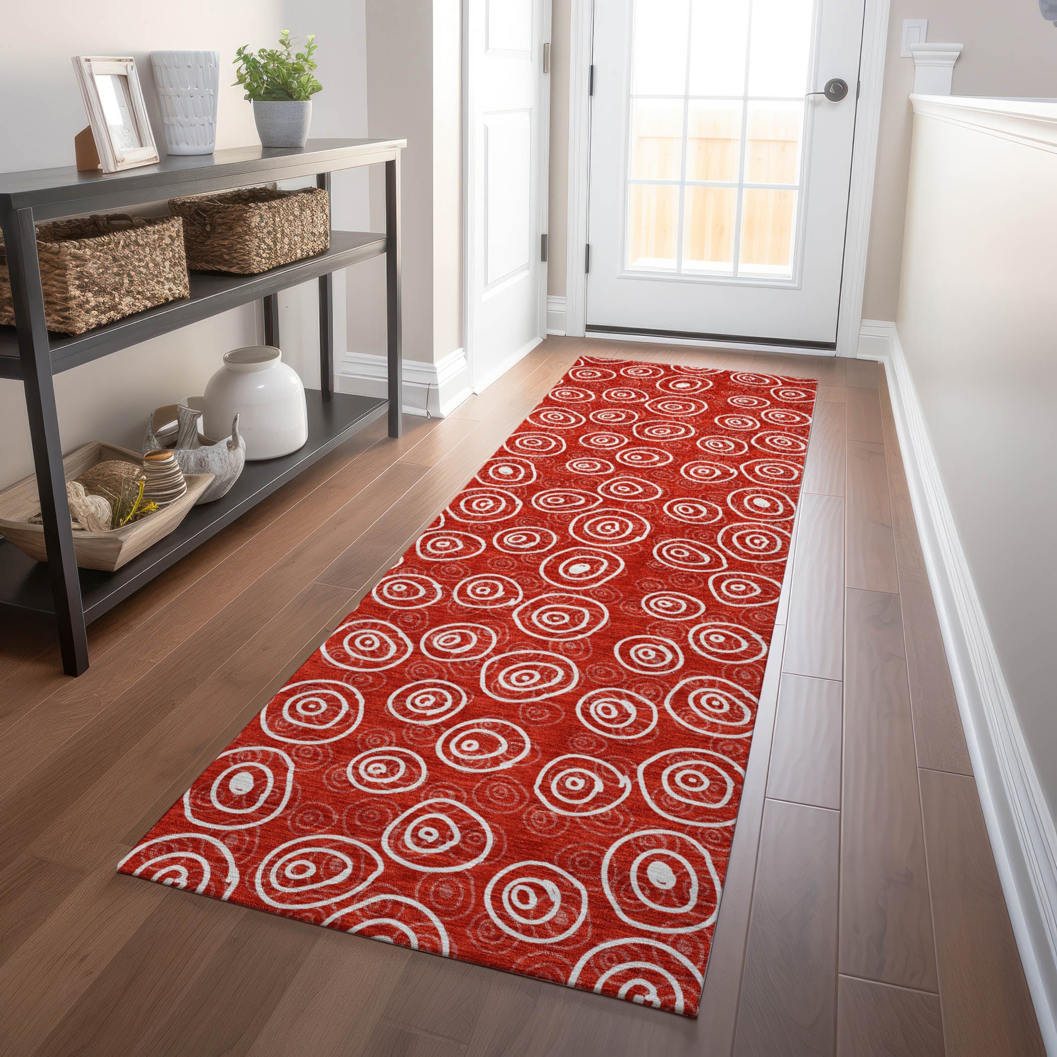 Sintra Machine Washable Transitional Red Rug 2'3" x 7'6" #shape_Runner