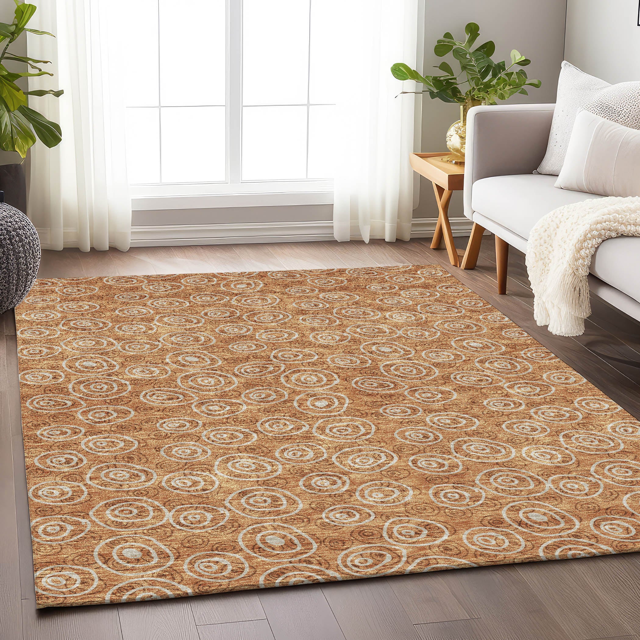Sintra Machine Washable Transitional Terracotta Orange Rug 2'6" x 3'10" #shape_Rectangle