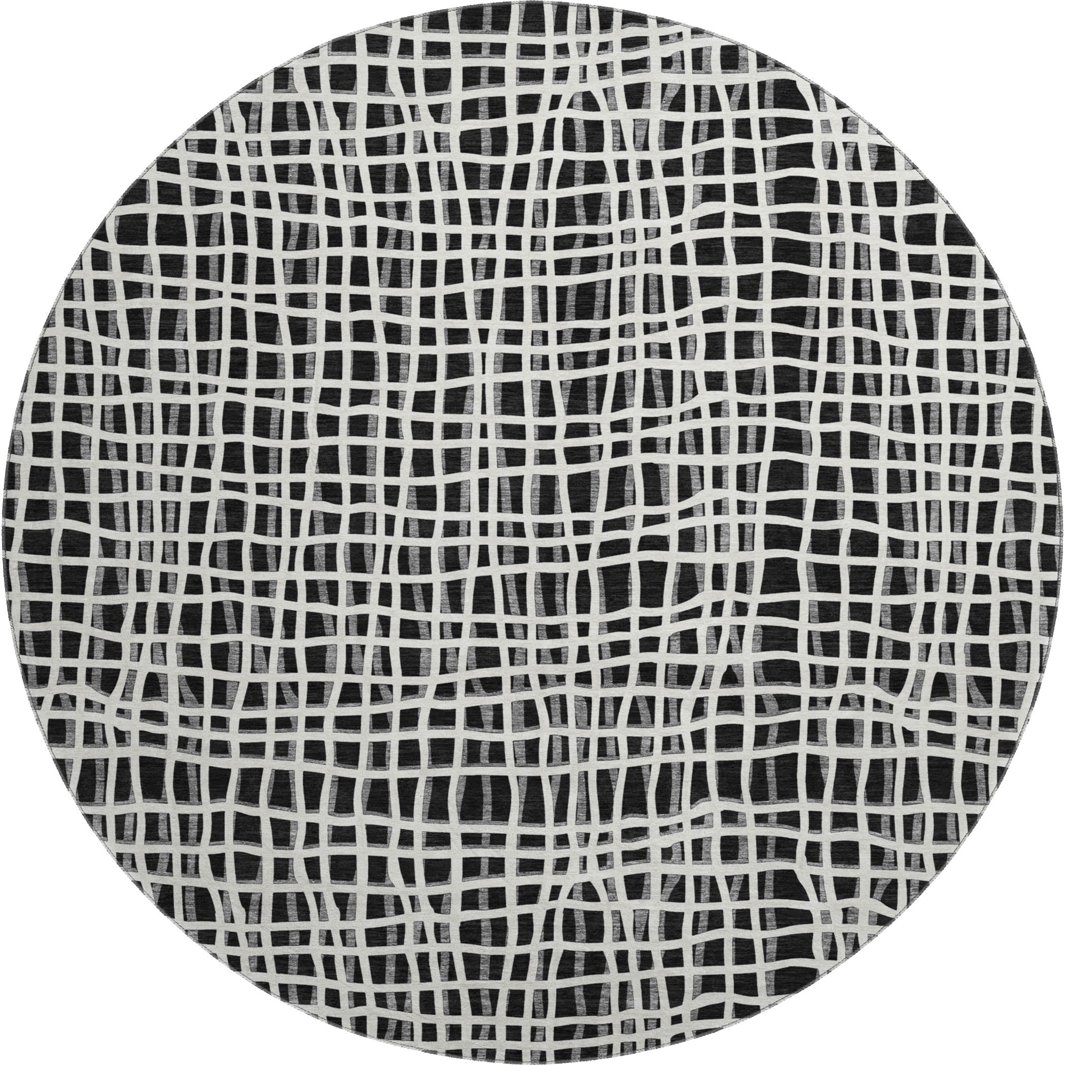 Mostar Machine Washable Transitional Black Rug 8' x 8' #shape_Round