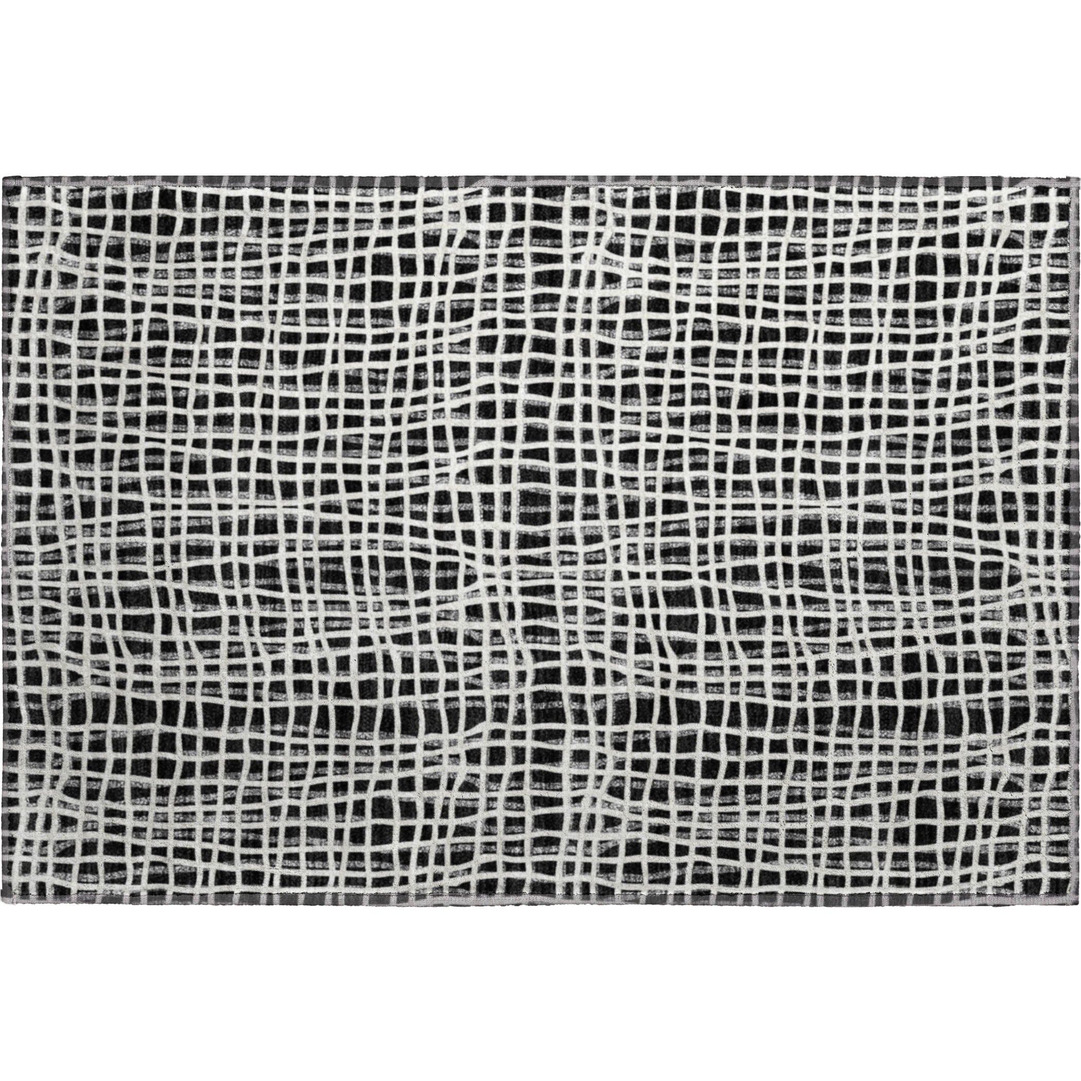 Mostar Machine Washable Transitional Black Rug 1'8" x 2'6" #shape_Rectangle
