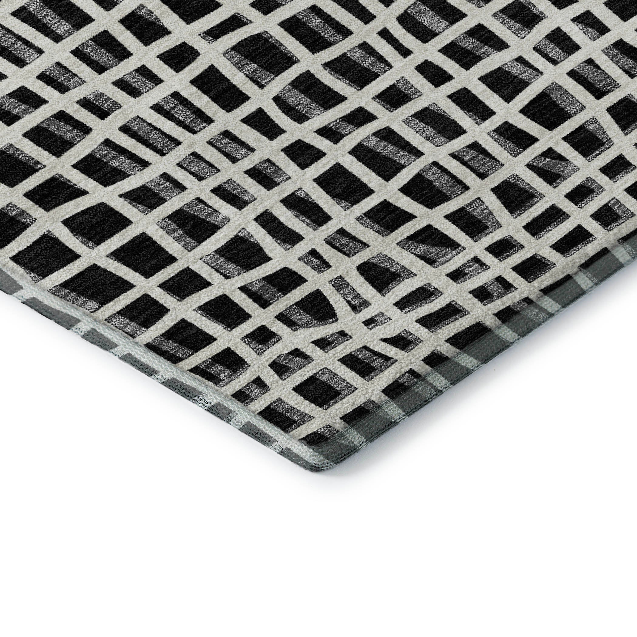 Mostar Machine Washable Transitional Black Rug 1'8" x 2'6" #shape_Rectangle