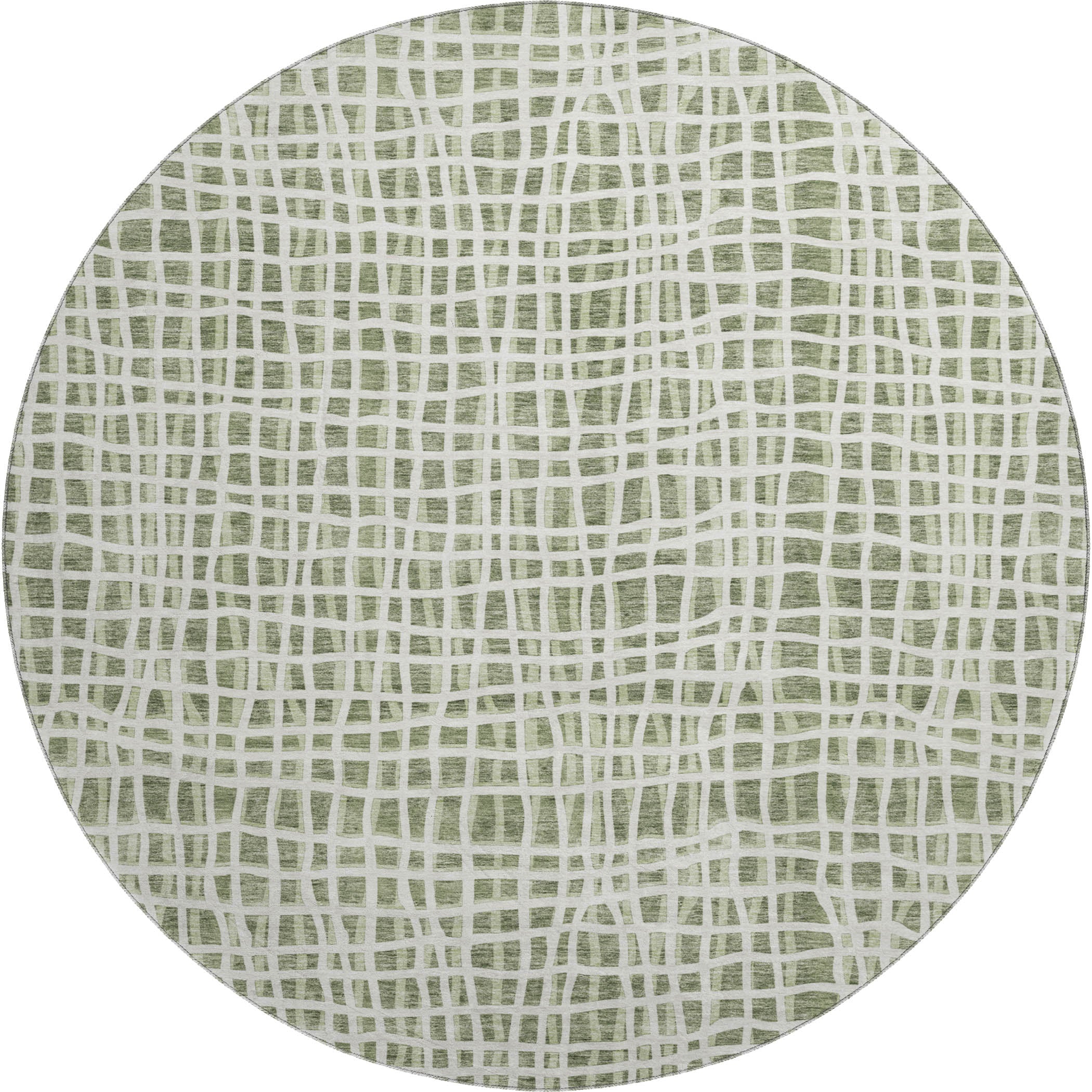 Mostar Machine Washable Transitional Green Rug 8' x 8' #shape_Round