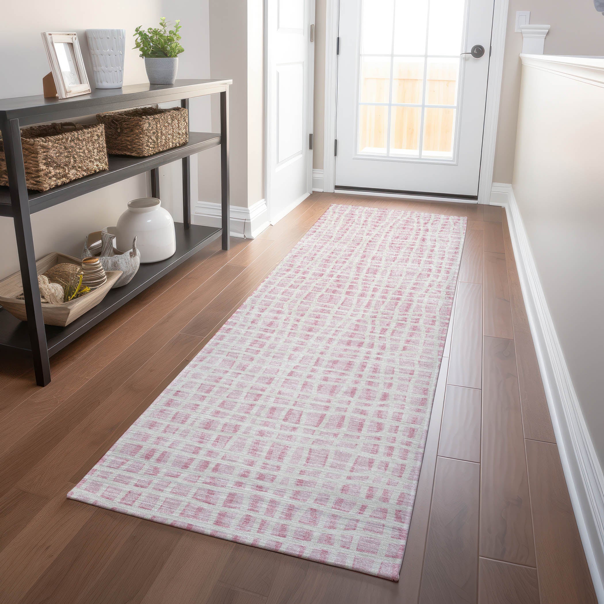 Mostar Machine Washable Transitional Pink Rug 2'3" x 7'6" #shape_Runner