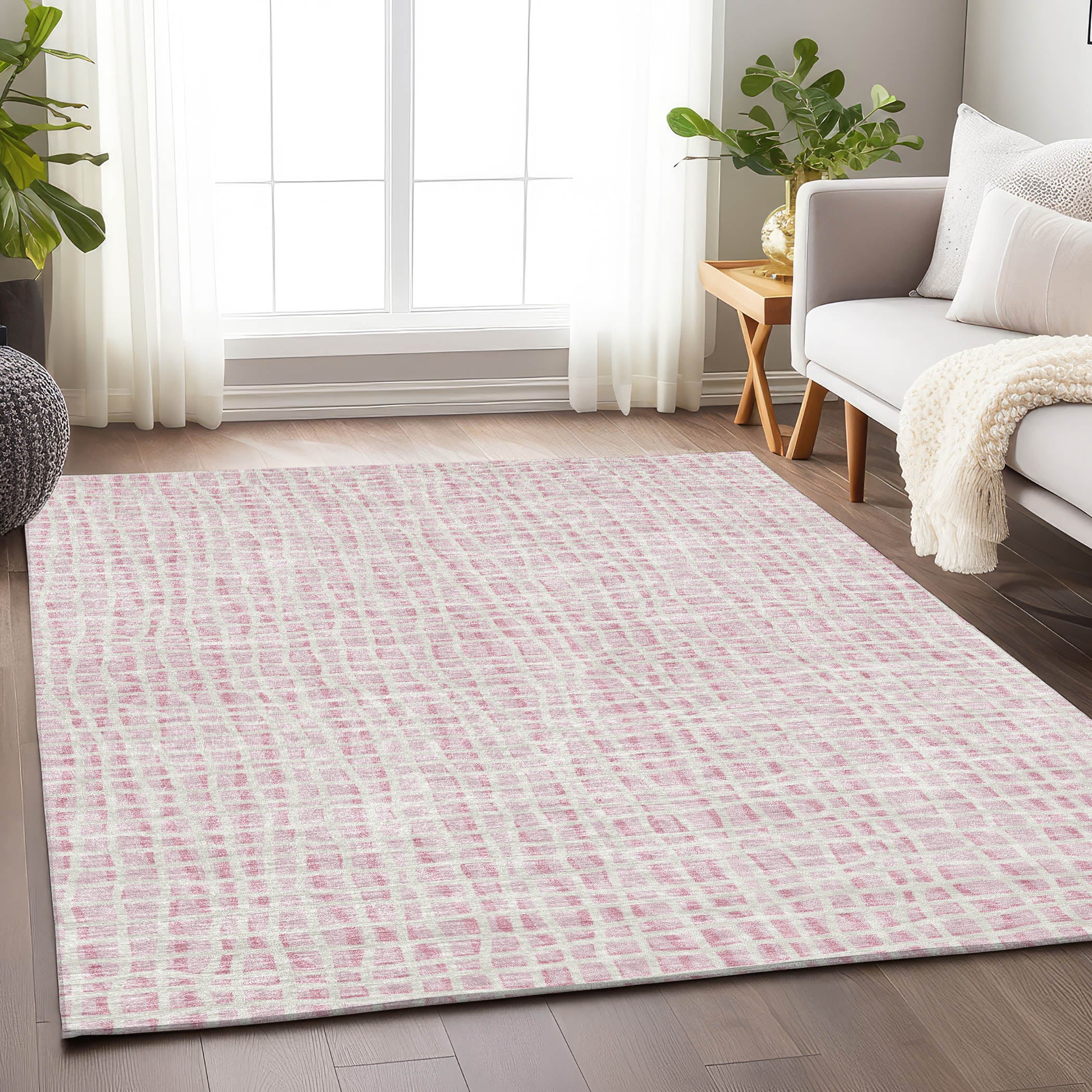 Mostar Machine Washable Transitional Pink Rug 2'6" x 3'10" #shape_Rectangle