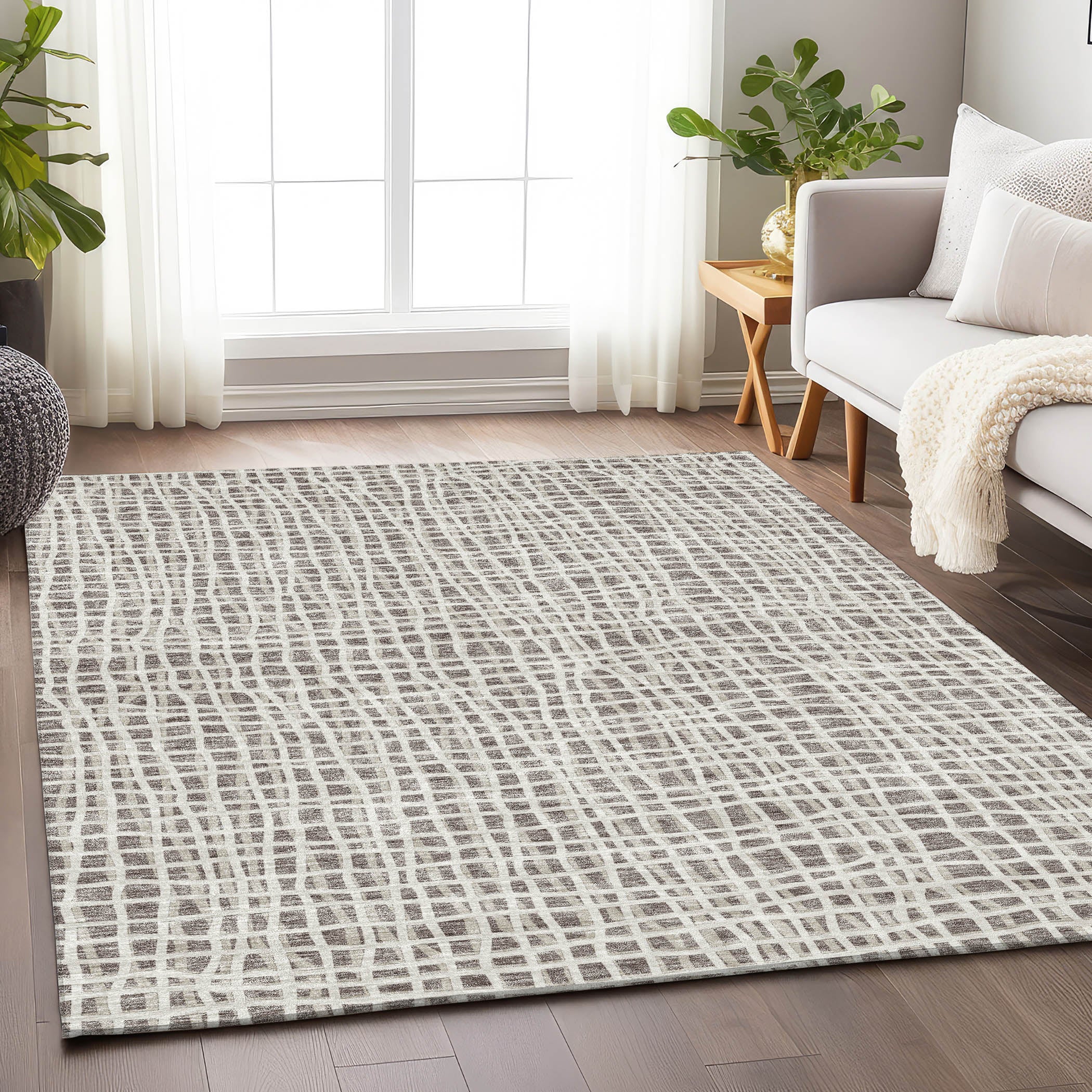 Mostar Machine Washable Transitional Taupe Brown Rug 2'6" x 3'10" #shape_Rectangle