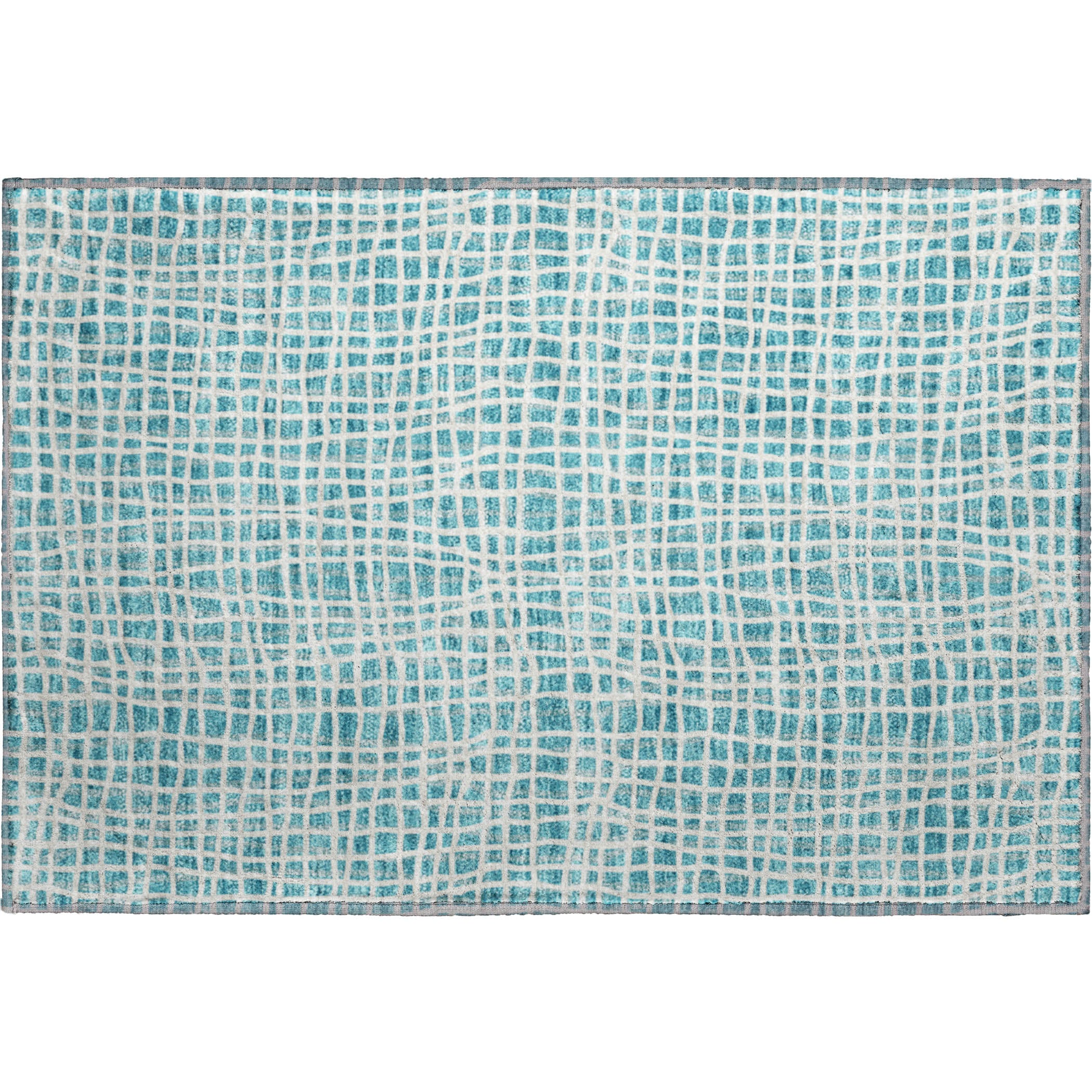Mostar Machine Washable Transitional Teal Rug 1'8" x 2'6" #shape_Rectangle