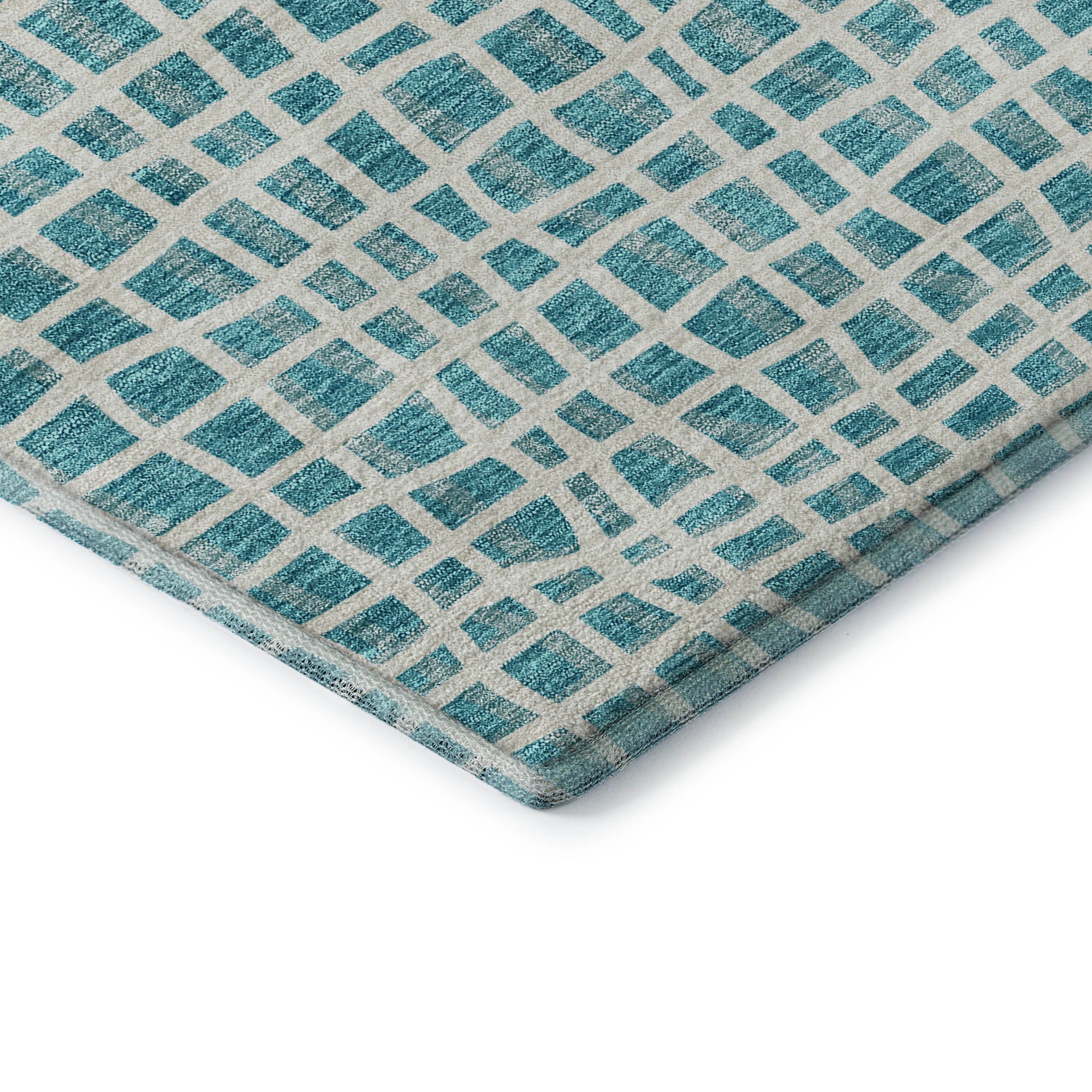 Mostar Machine Washable Transitional Teal Rug 1'8" x 2'6" #shape_Rectangle