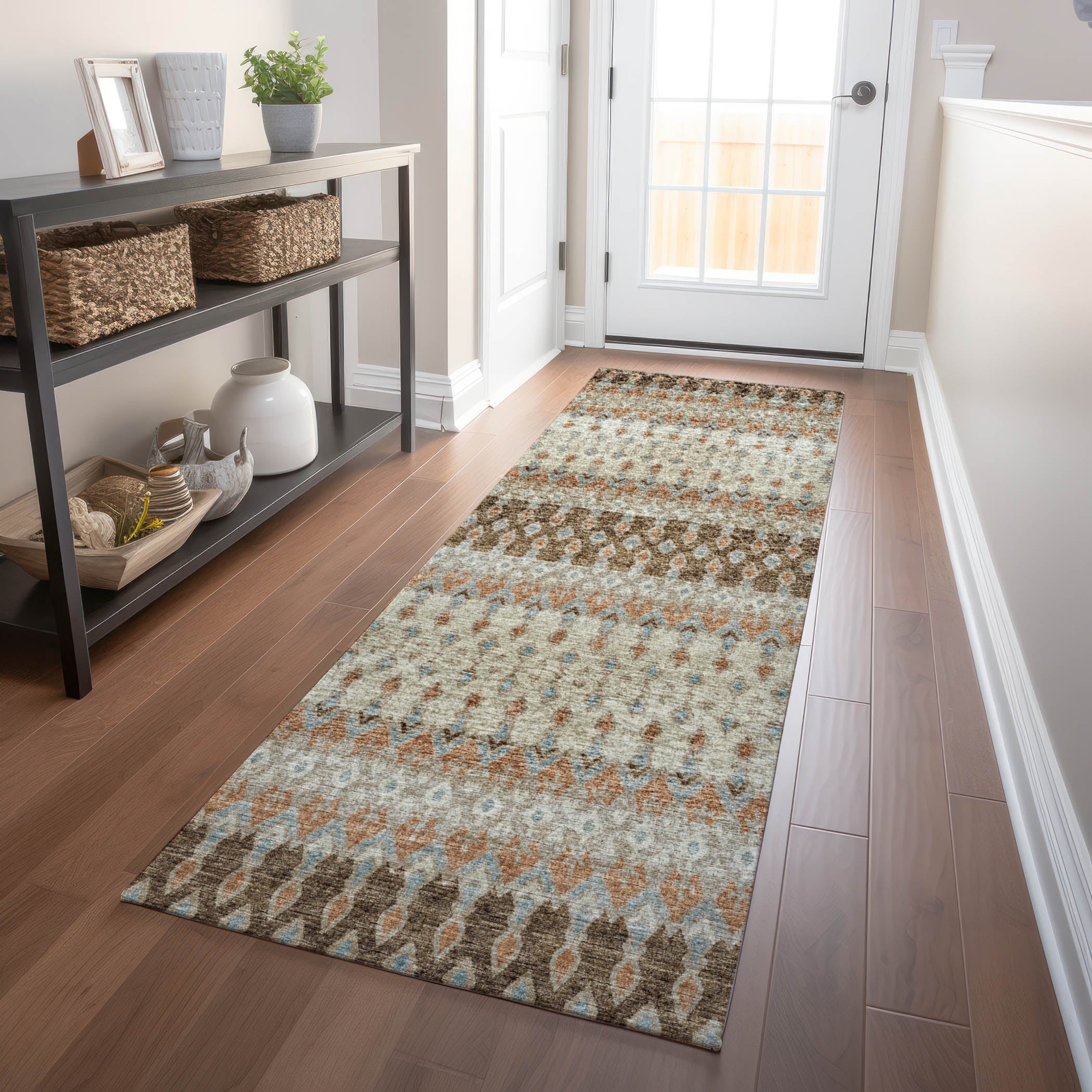 Salzburg Machine Washable Transitional Canyon Multi Rug 2'3" x 7'6" #shape_Runner