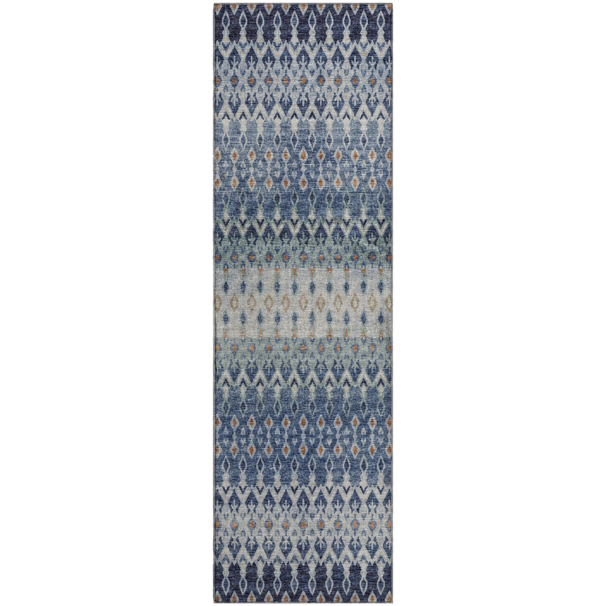 Salzburg Machine Washable Transitional Seaglass Blue Rug 2'3" x 7'6" #shape_Runner
