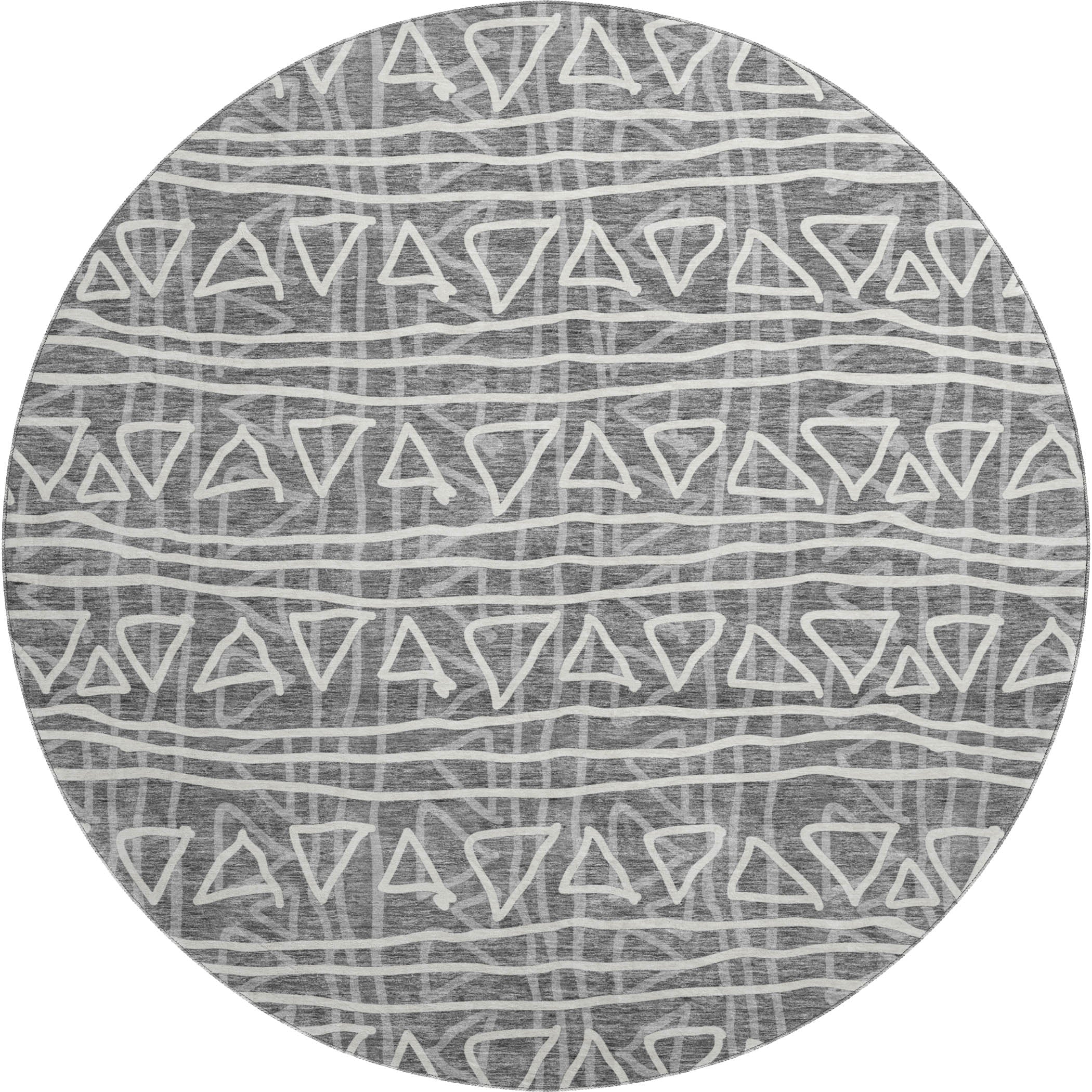 Bruges Machine Washable Transitional Charcoal Gray Rug 8' x 8' #shape_Round