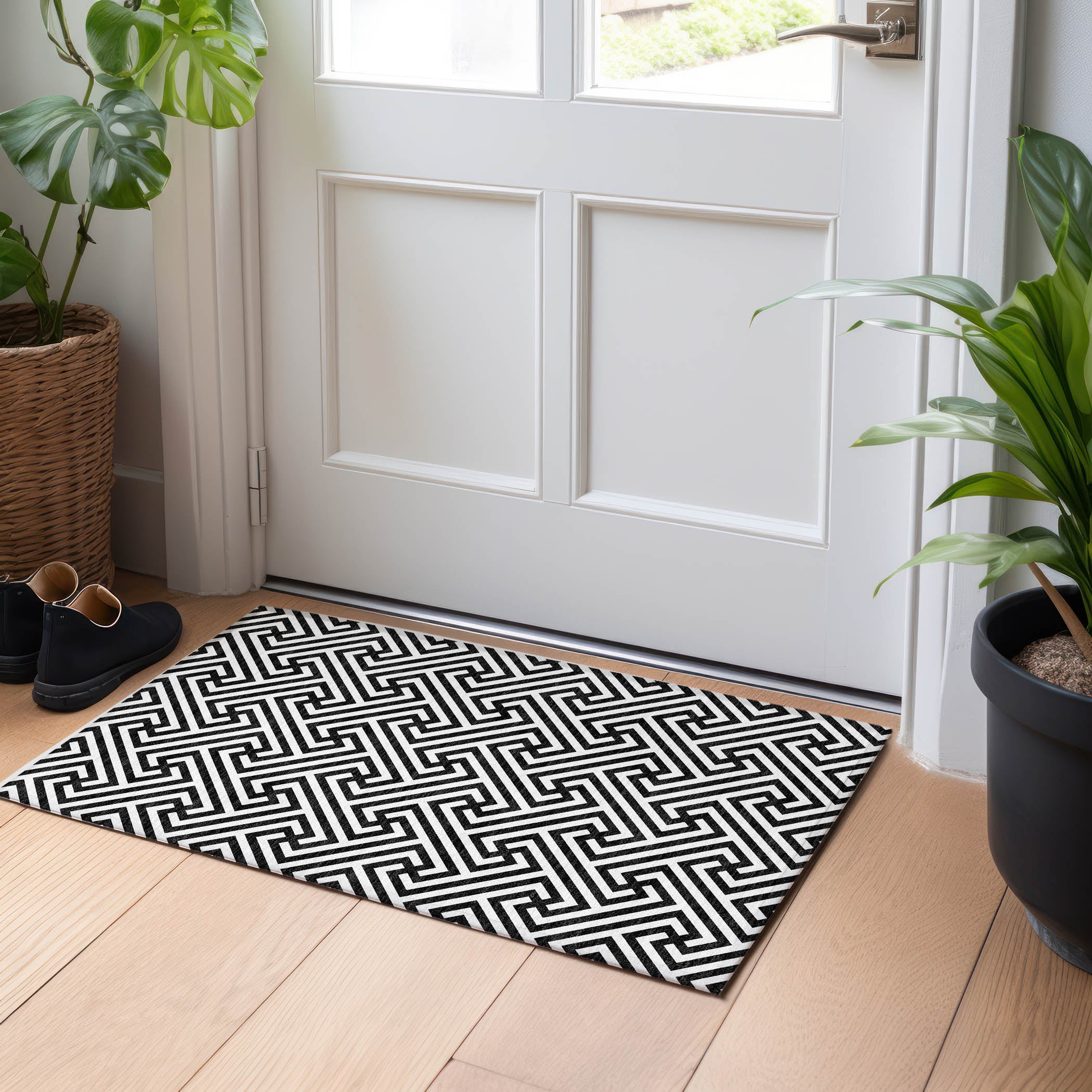 Chiang Mai Machine Washable Transitional Black Rug 1'8" x 2'6" #shape_Rectangle