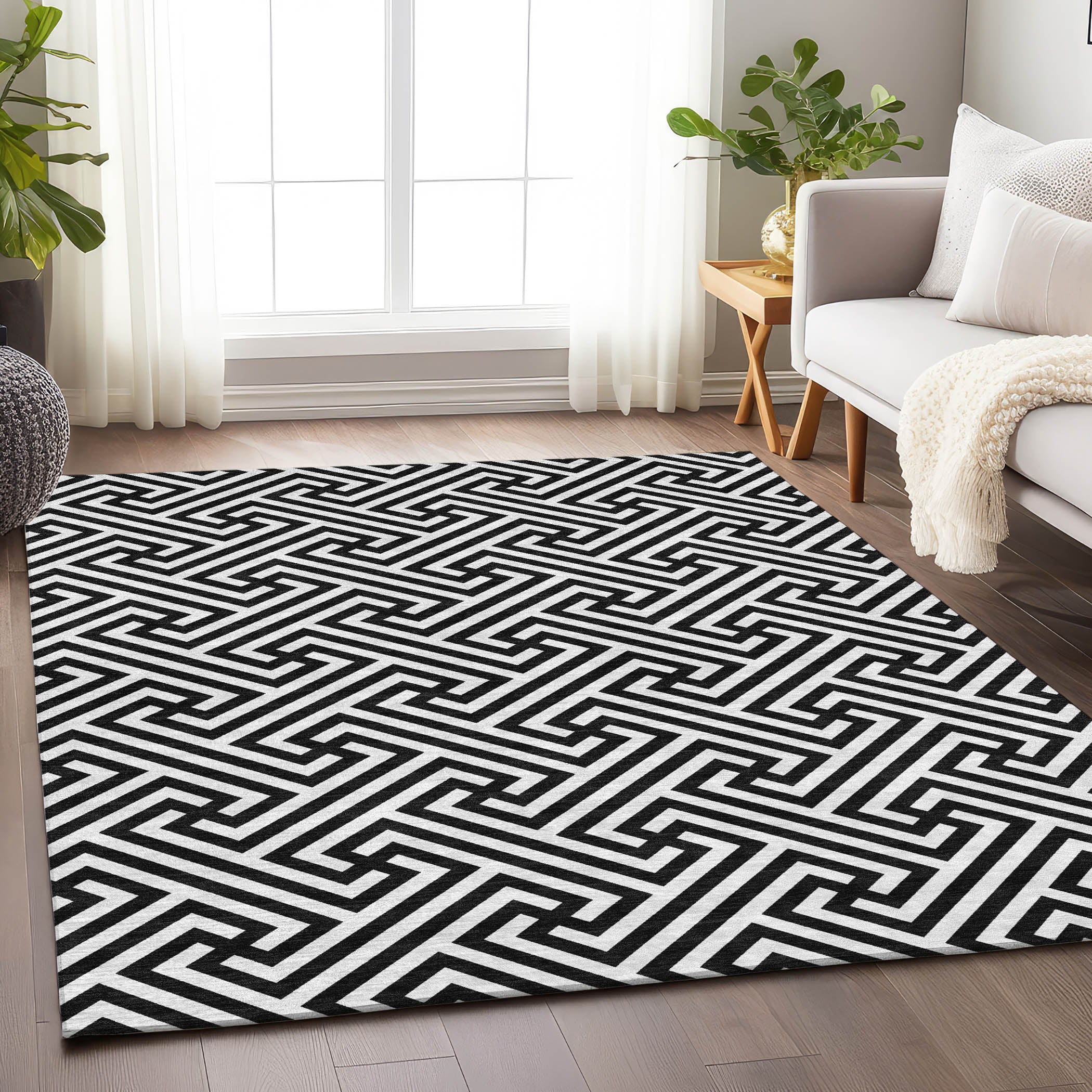 Chiang Mai Machine Washable Transitional Black Rug 2'6" x 3'10" #shape_Rectangle