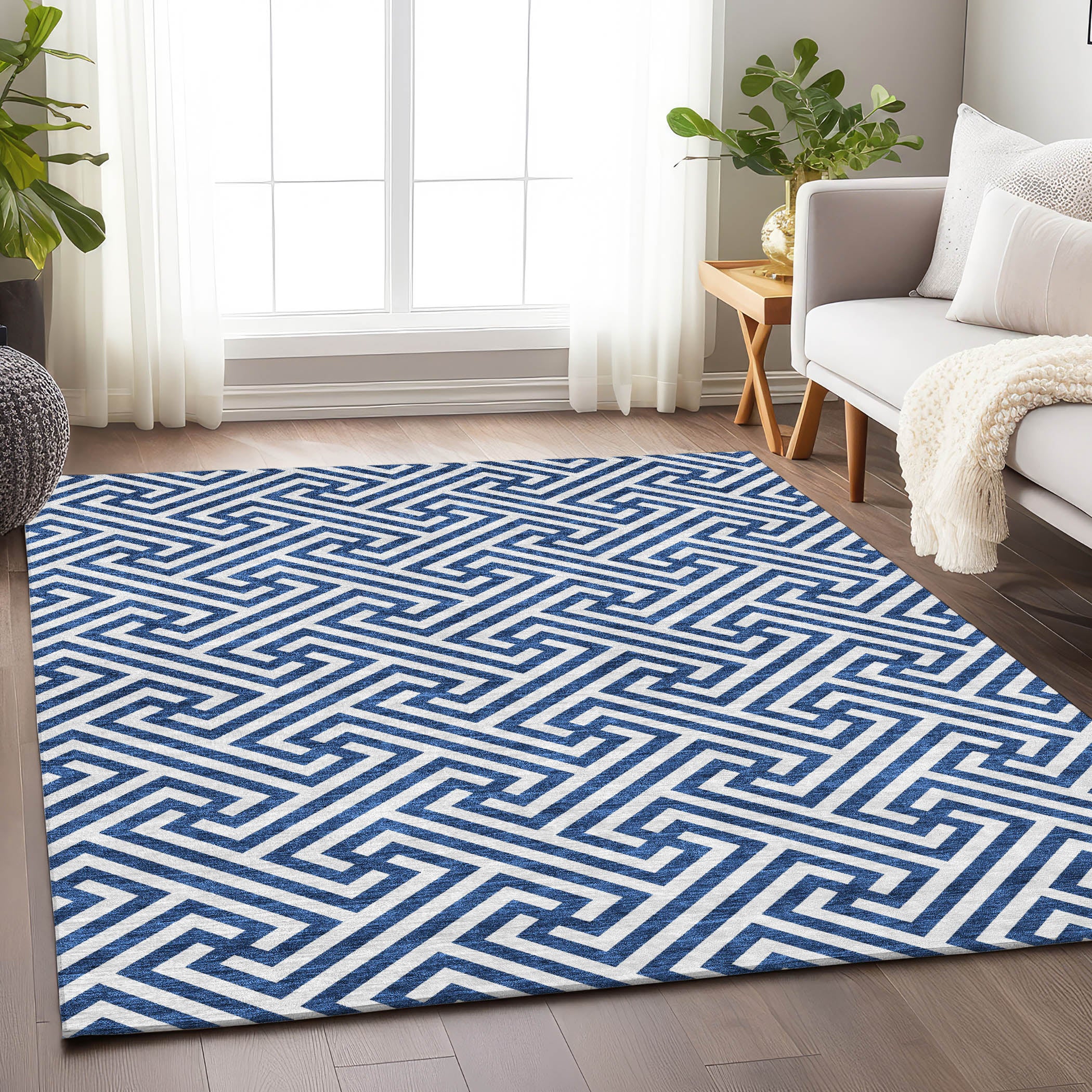 Chiang Mai Machine Washable Transitional Blue Rug 2'6" x 3'10" #shape_Rectangle