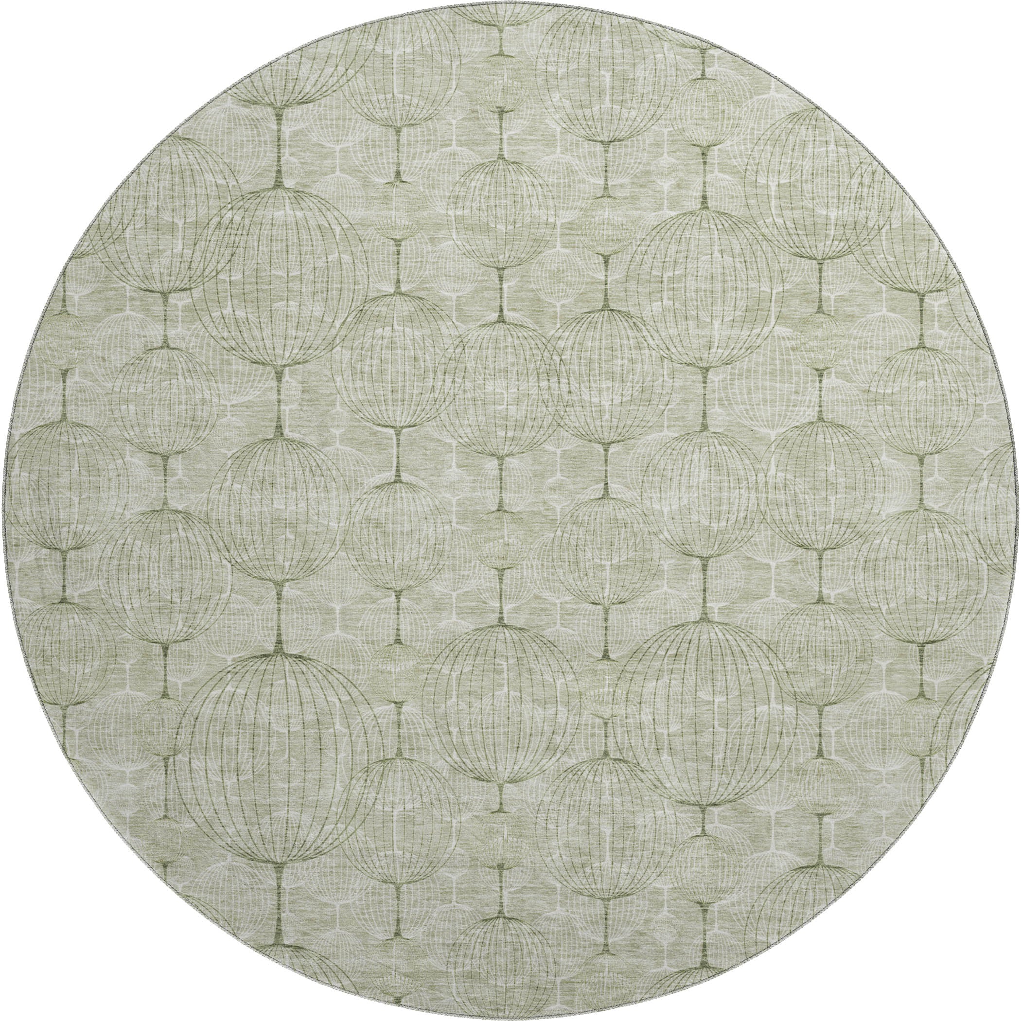 Dublin Machine Washable Transitional Aloe Green Rug 8' x 8' #shape_Round