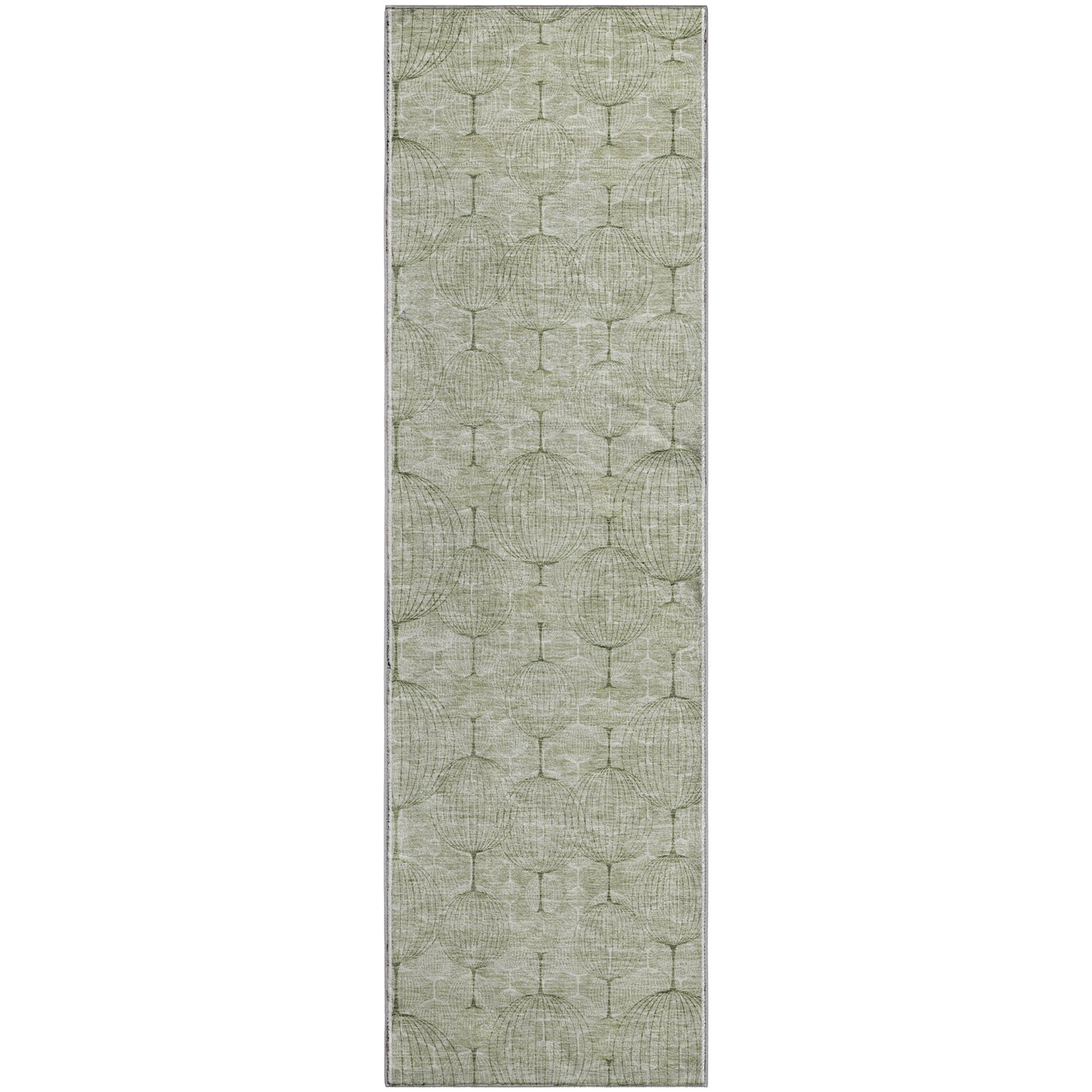 Dublin Machine Washable Transitional Aloe Green Rug 2'3" x 7'6" #shape_Runner