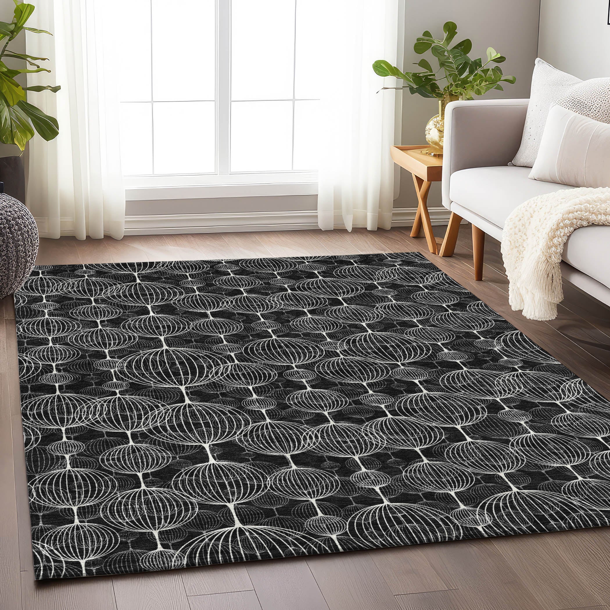 Dublin Machine Washable Transitional Black Rug 2'6" x 3'10" #shape_Rectangle
