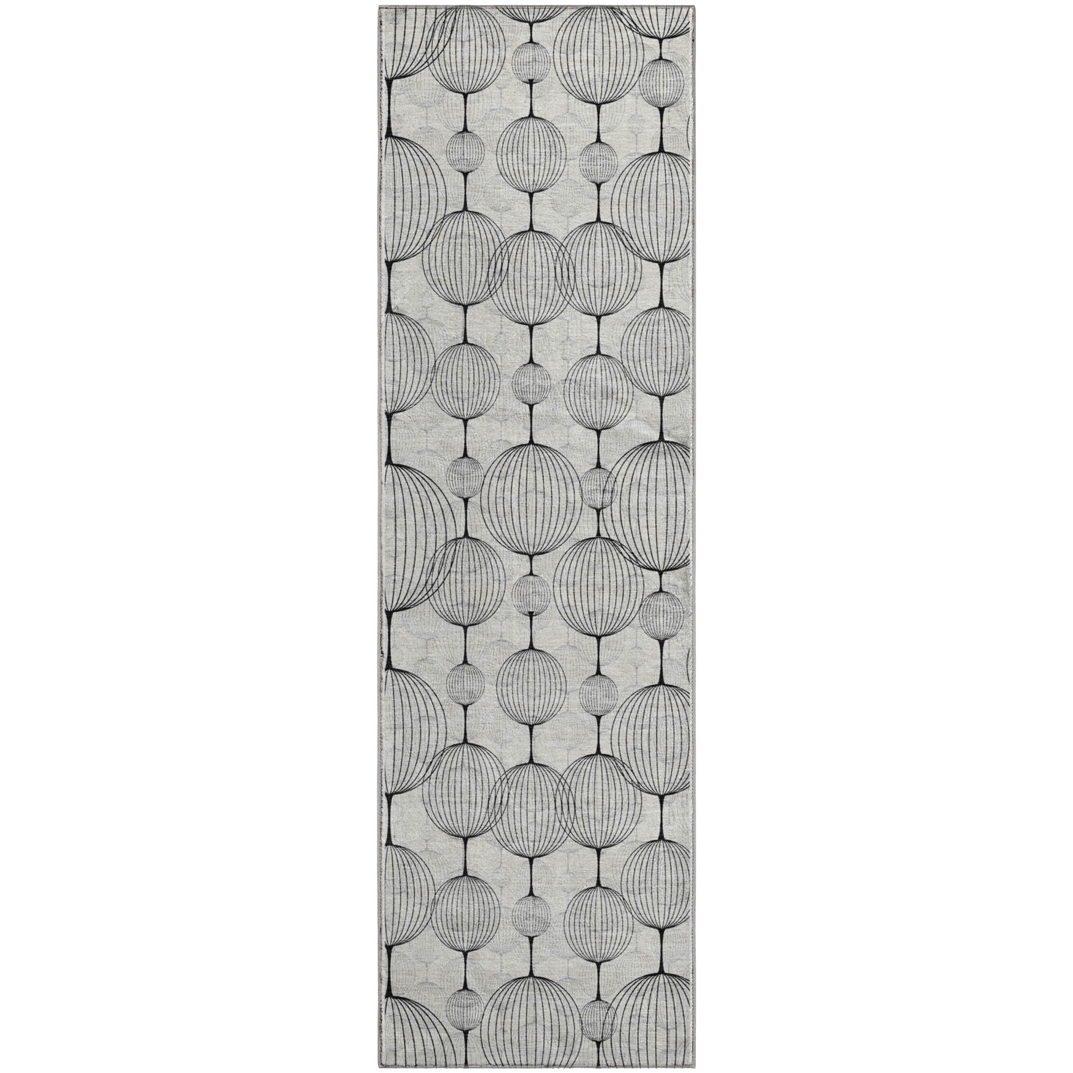 Dublin Machine Washable Transitional Graphite Gray Rug 2'3" x 7'6" #shape_Runner