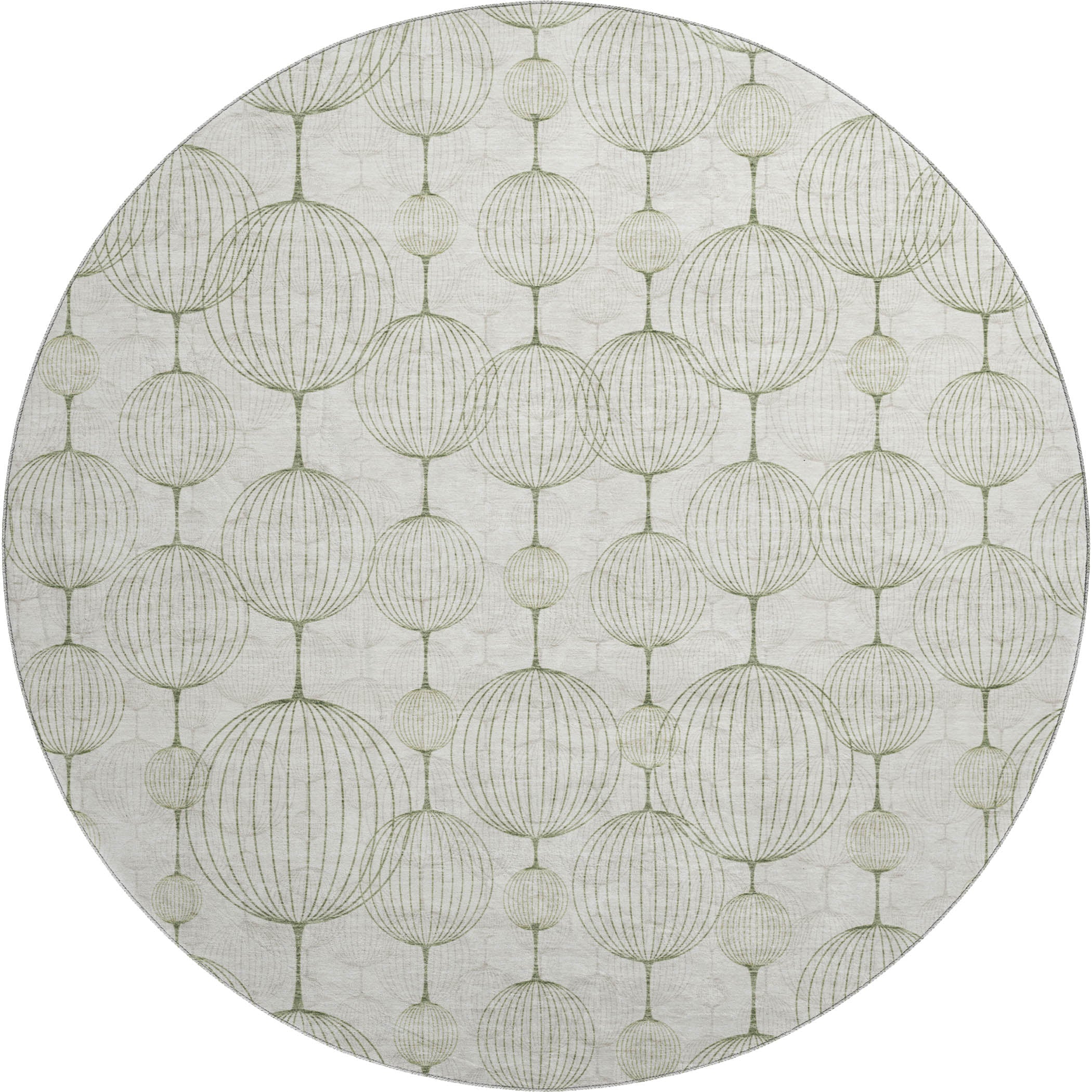 Dublin Machine Washable Transitional Green Rug 8' x 8' #shape_Round