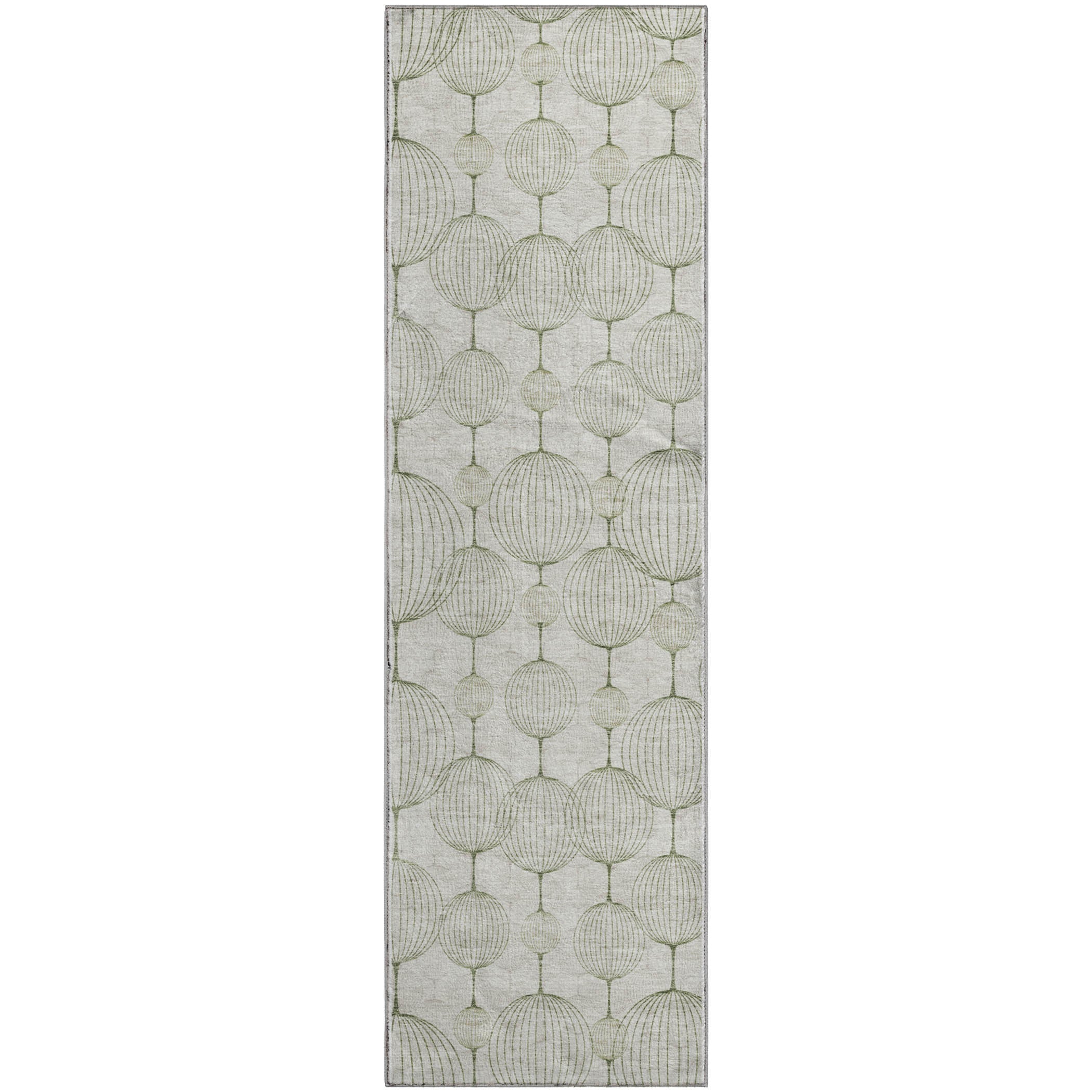 Dublin Machine Washable Transitional Green Rug 2'3" x 7'6" #shape_Runner