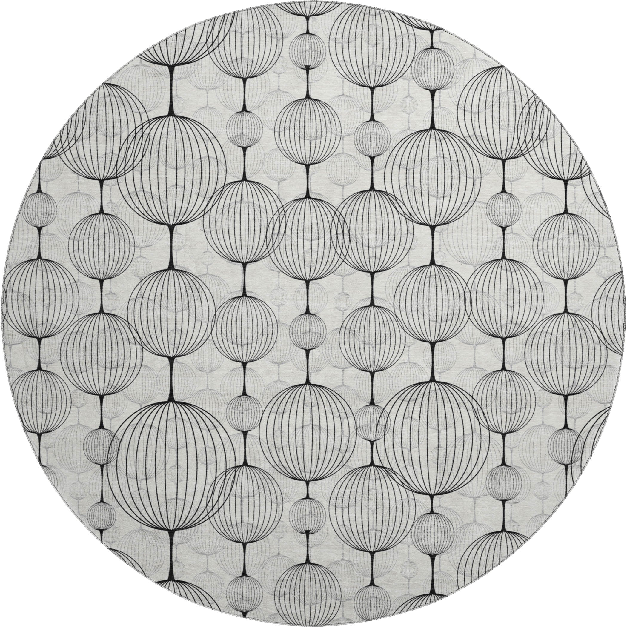 Dublin Machine Washable Transitional White Ivory Rug 8' x 8' #shape_Round