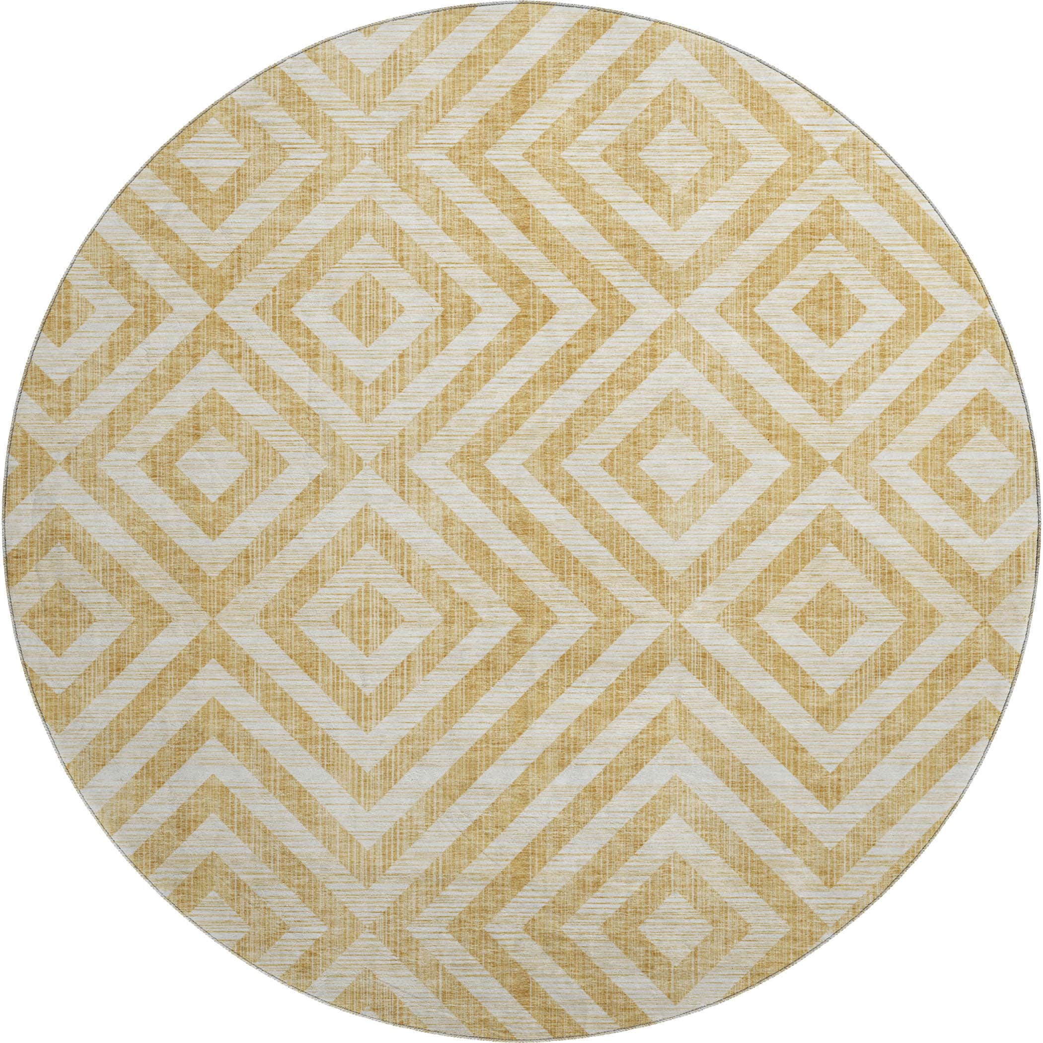 Kathmandu Machine Washable Transitional Gold Rug 8' x 8' #shape_Round
