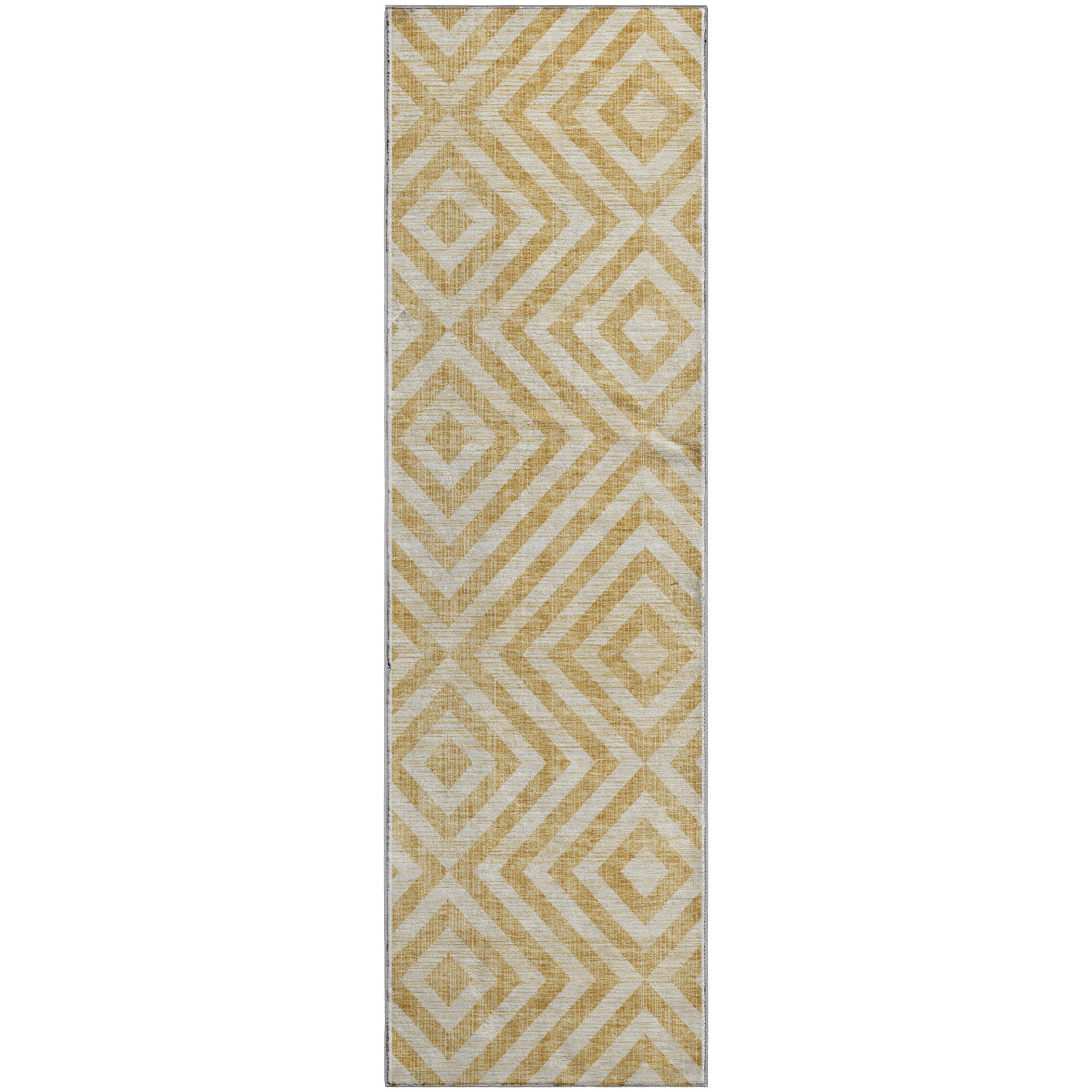 Kathmandu Machine Washable Transitional Gold Rug 2'3" x 7'6" #shape_Runner
