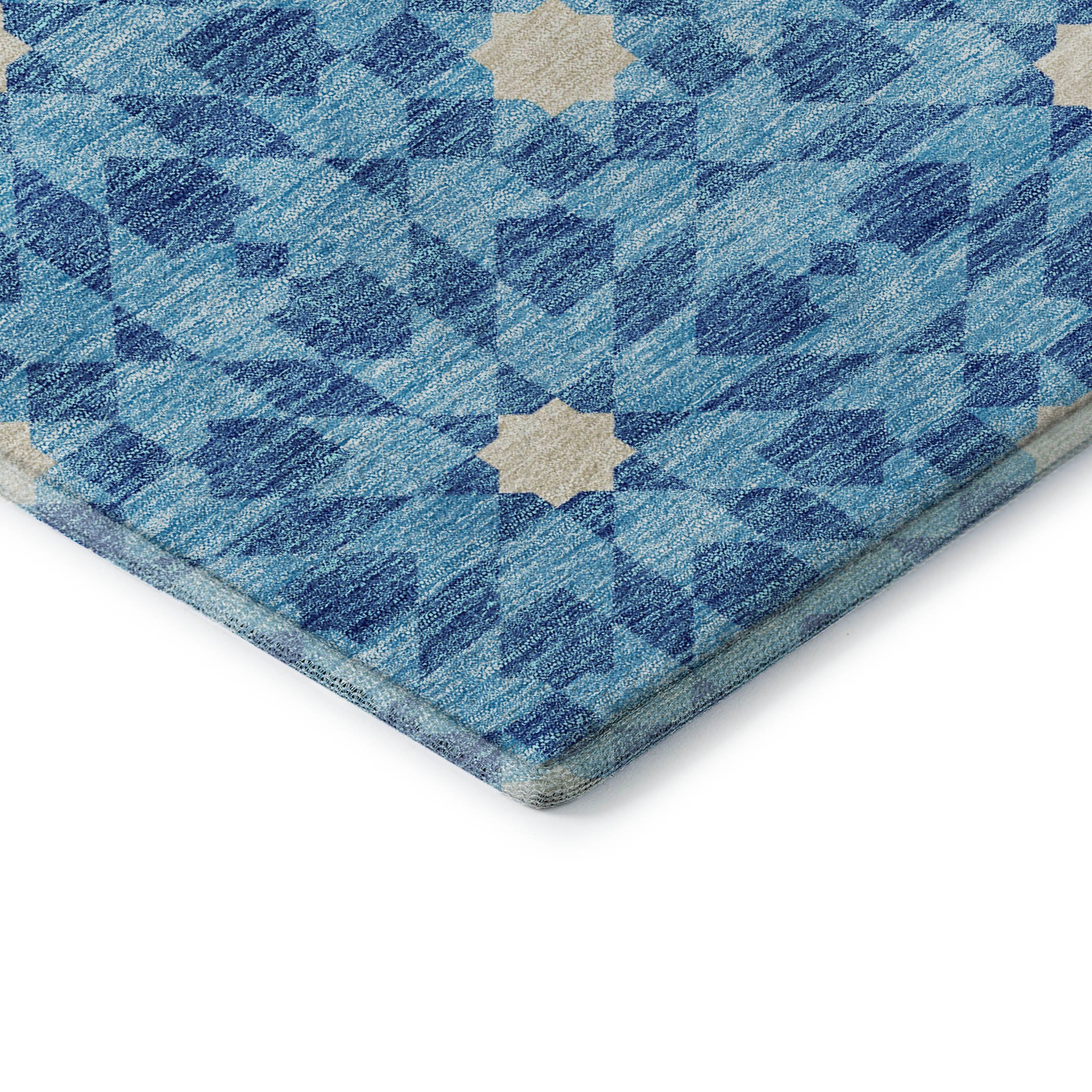Queenstown Machine Washable Transitional Denim Blue Rug 1'8" x 2'6" #shape_Rectangle