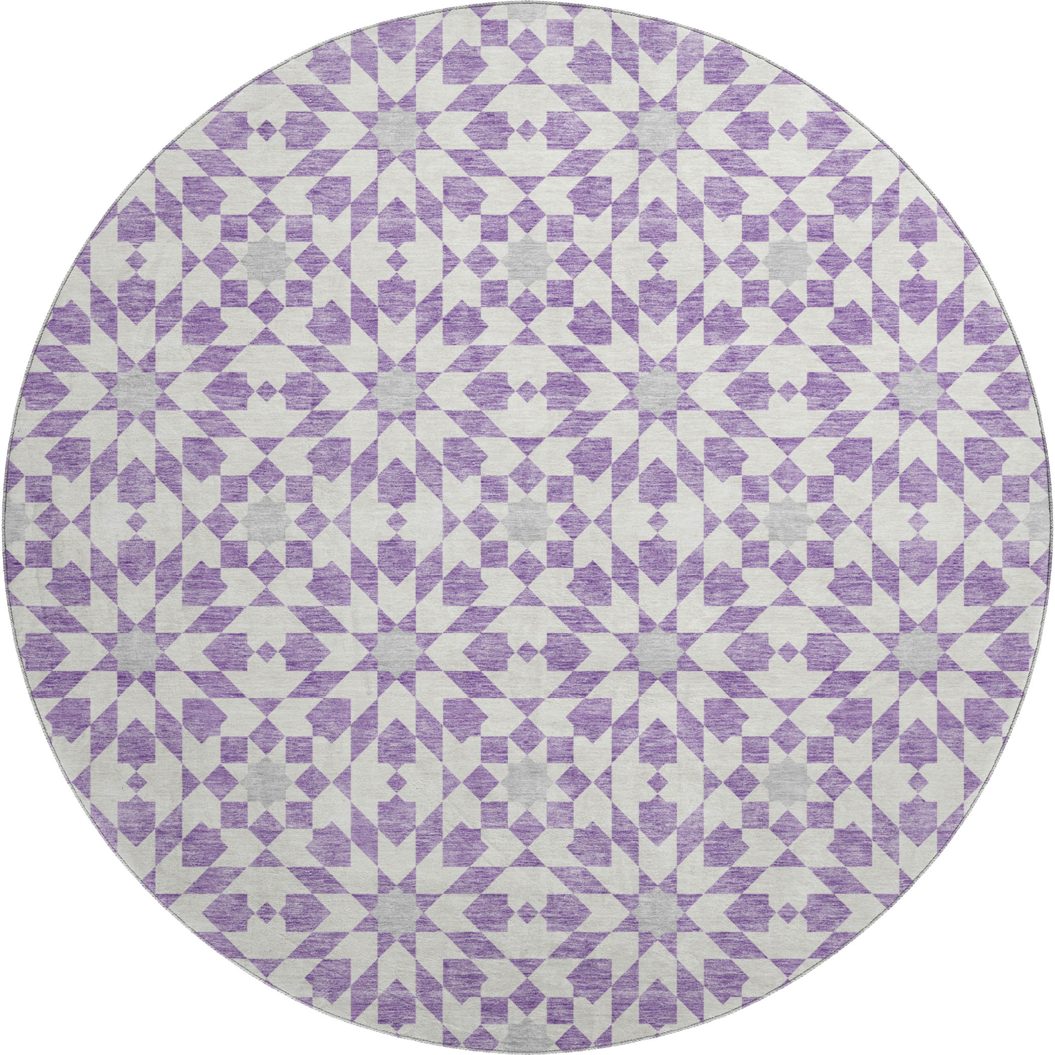 Queenstown Machine Washable Transitional Lavender Purple Rug 8' x 8' #shape_Round