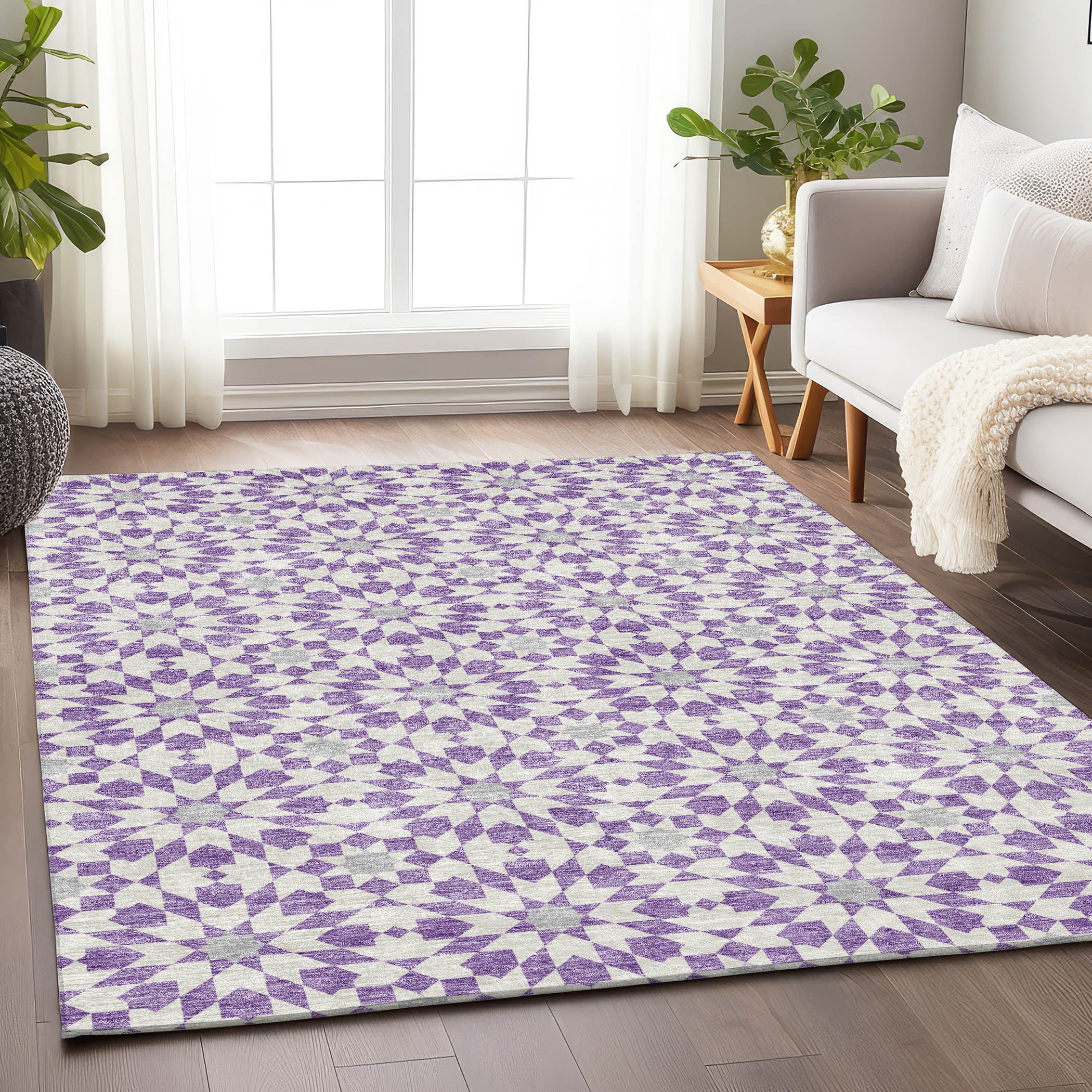 Queenstown Machine Washable Transitional Lavender Purple Rug 2'6" x 3'10" #shape_Rectangle