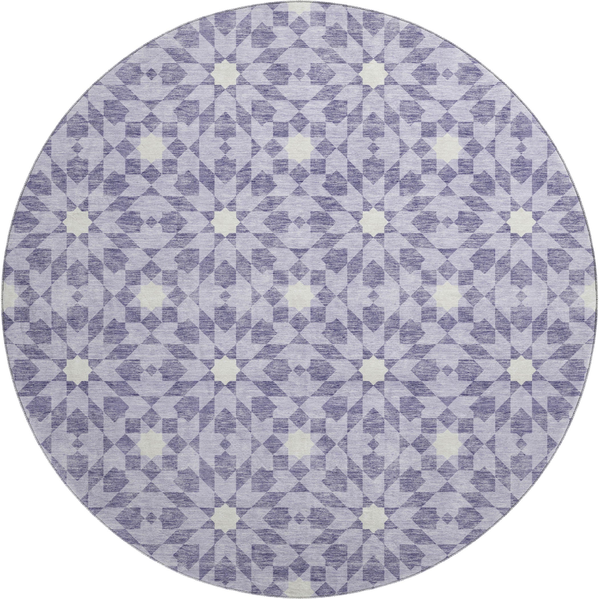 Queenstown Machine Washable Transitional Lilac Purple Rug 8' x 8' #shape_Round