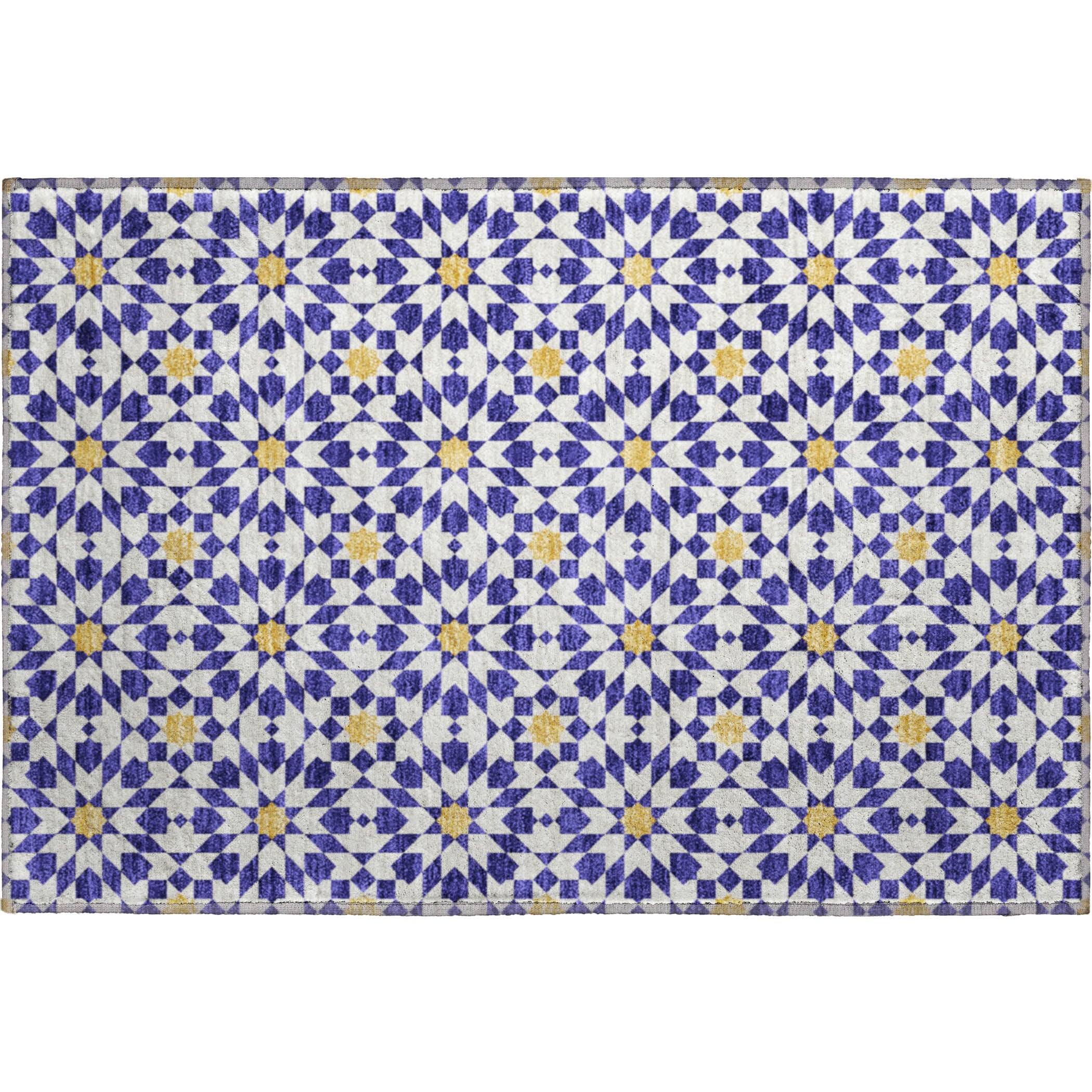 Queenstown Machine Washable Transitional Navy Blue Rug 1'8" x 2'6" #shape_Rectangle