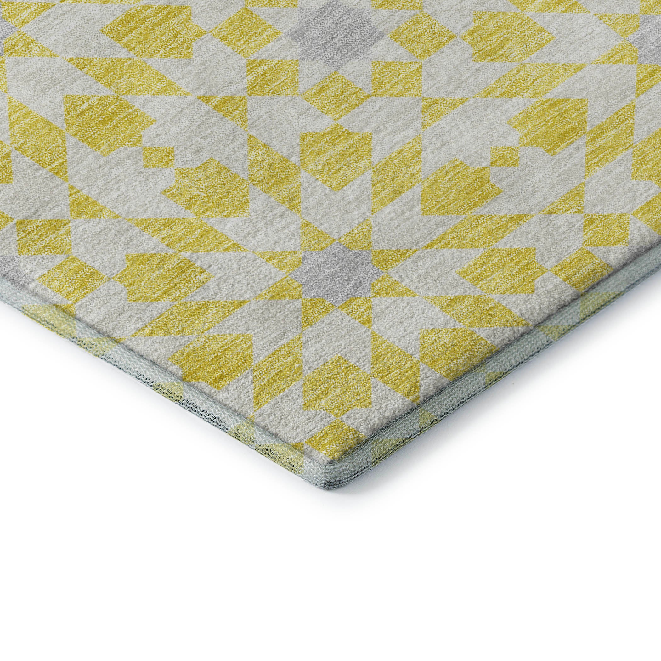 Queenstown Machine Washable Transitional Yellow Gold Rug 1'8" x 2'6" #shape_Rectangle