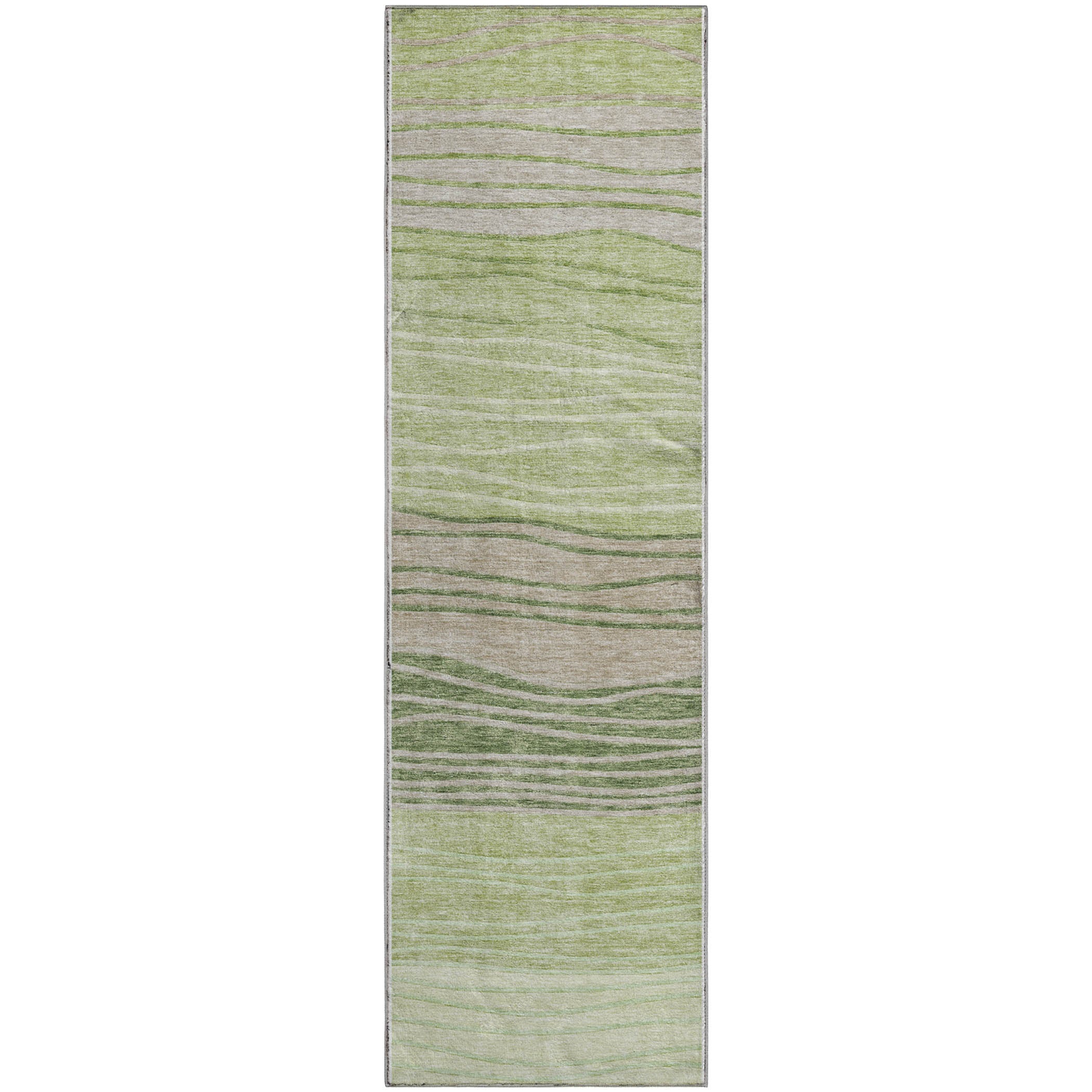Seoul Machine Washable Transitional Aloe Green Rug 2'3" x 7'6" #shape_Runner