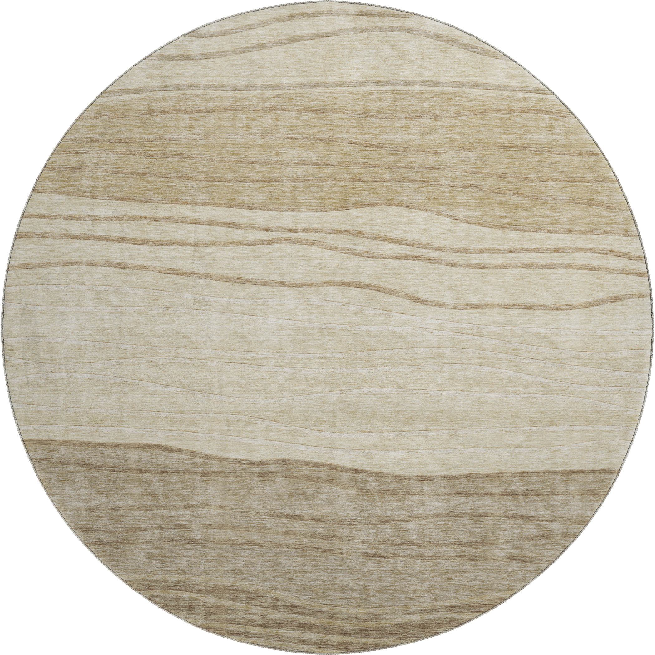 Seoul Machine Washable Transitional Beige Brown Rug 8' x 8' #shape_Round