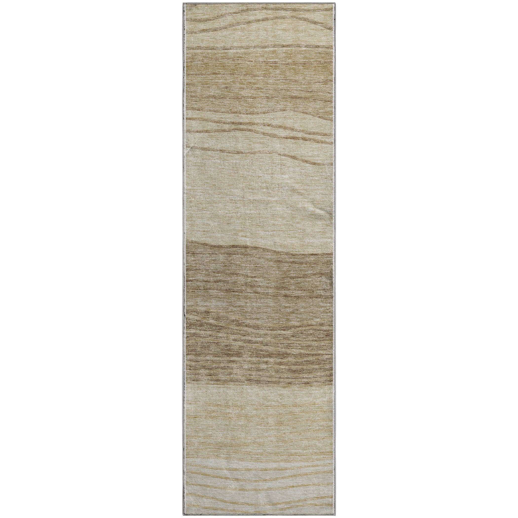 Seoul Machine Washable Transitional Beige Brown Rug 2'3" x 7'6" #shape_Runner