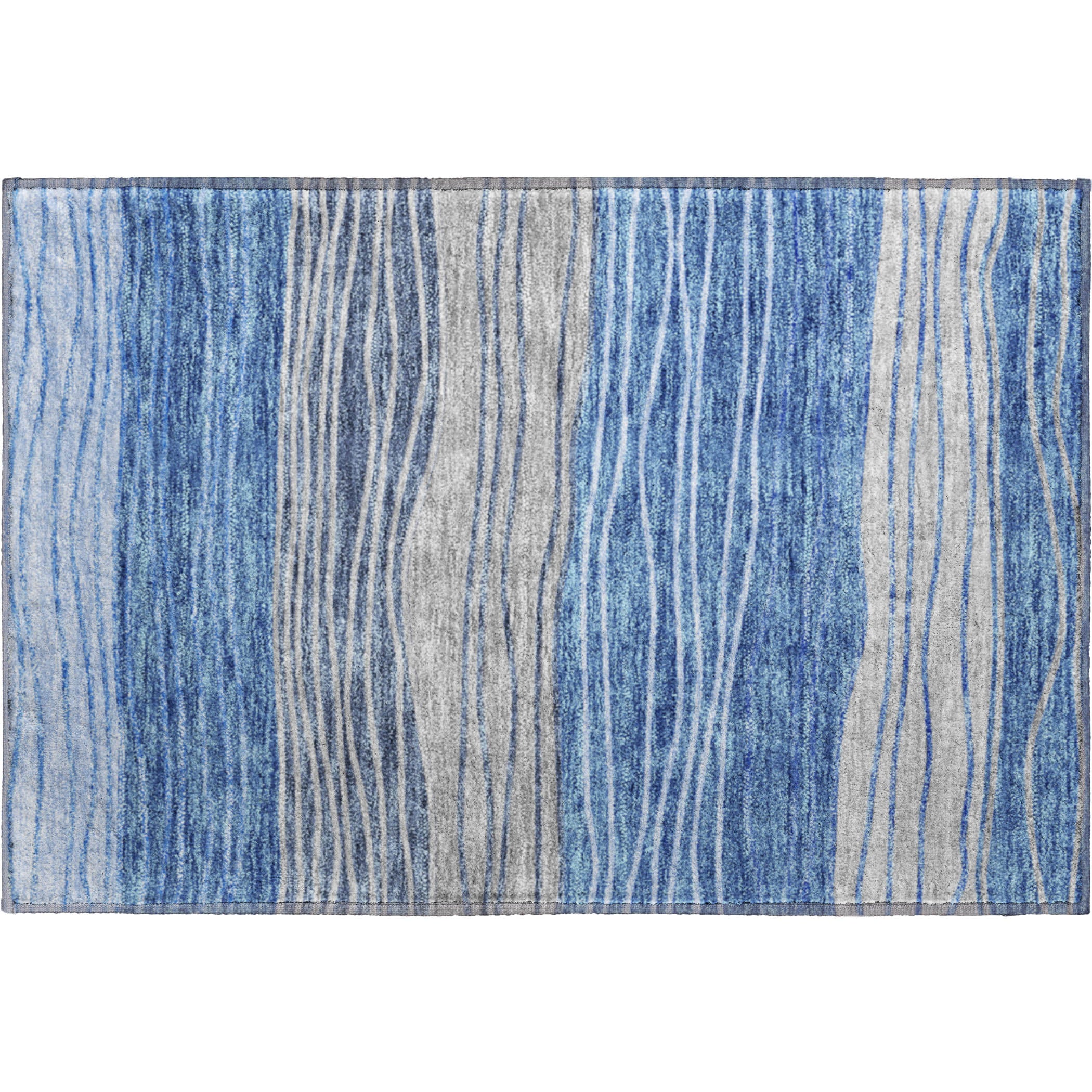 Seoul Machine Washable Transitional Blue Rug 1'8" x 2'6" #shape_Rectangle