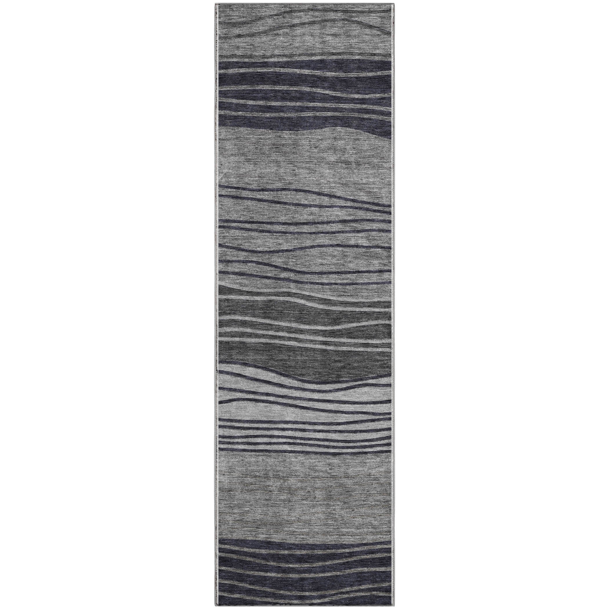 Seoul Machine Washable Transitional Gray Rug 2'3" x 7'6" #shape_Runner