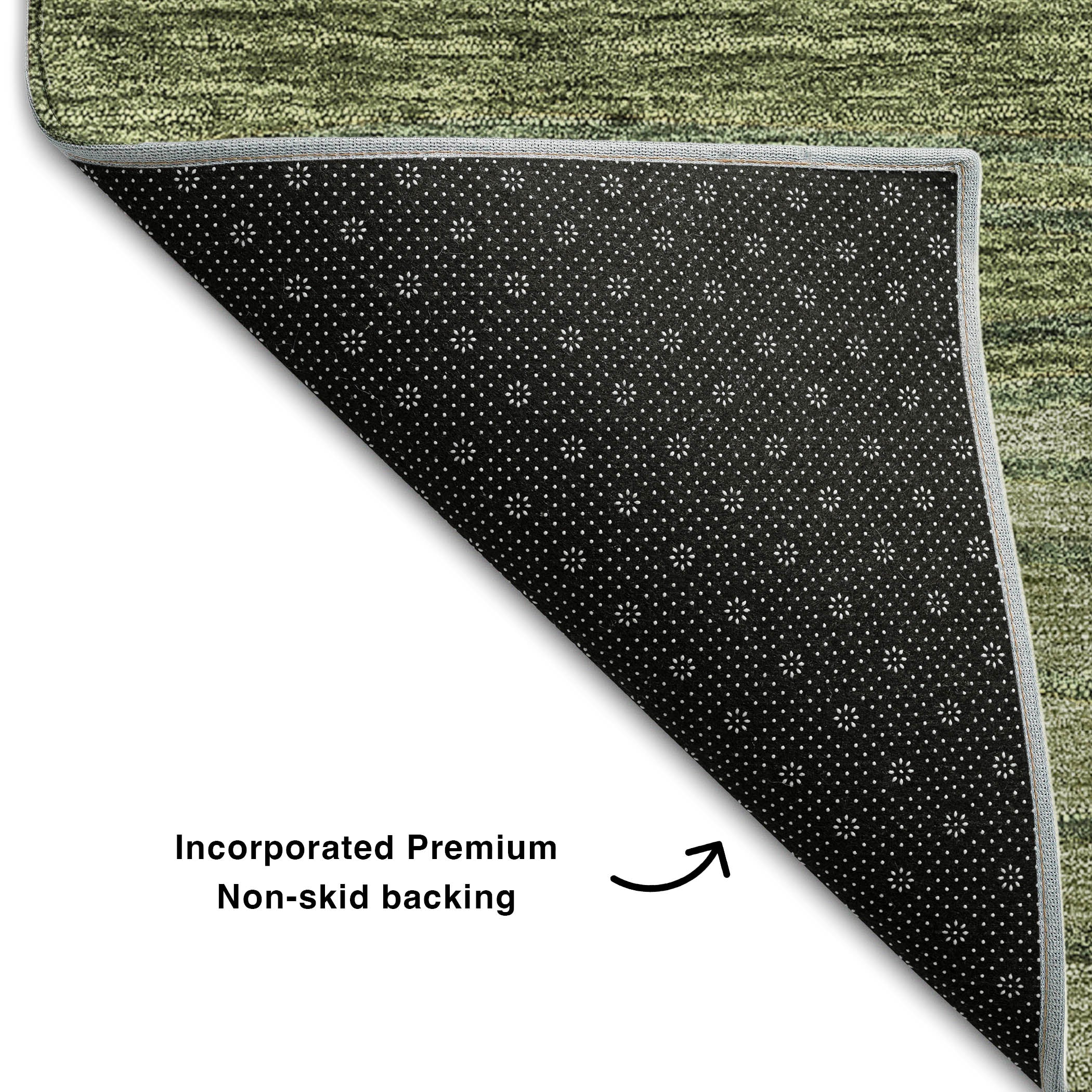 Seoul Machine Washable Transitional Olive Green Rug 1'8" x 2'6" #shape_Rectangle