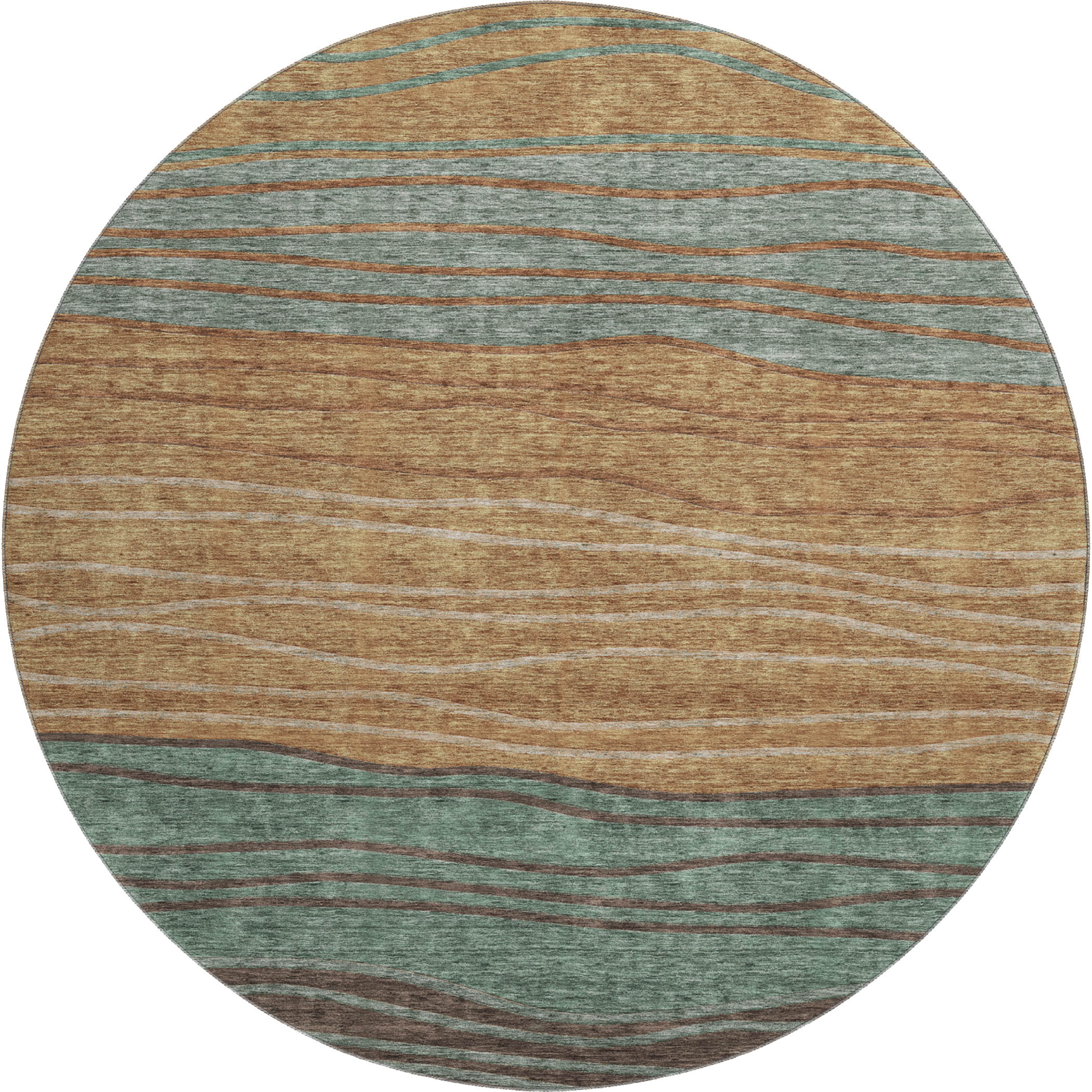 Seoul Machine Washable Transitional Terracotta Orange Rug 8' x 8' #shape_Round